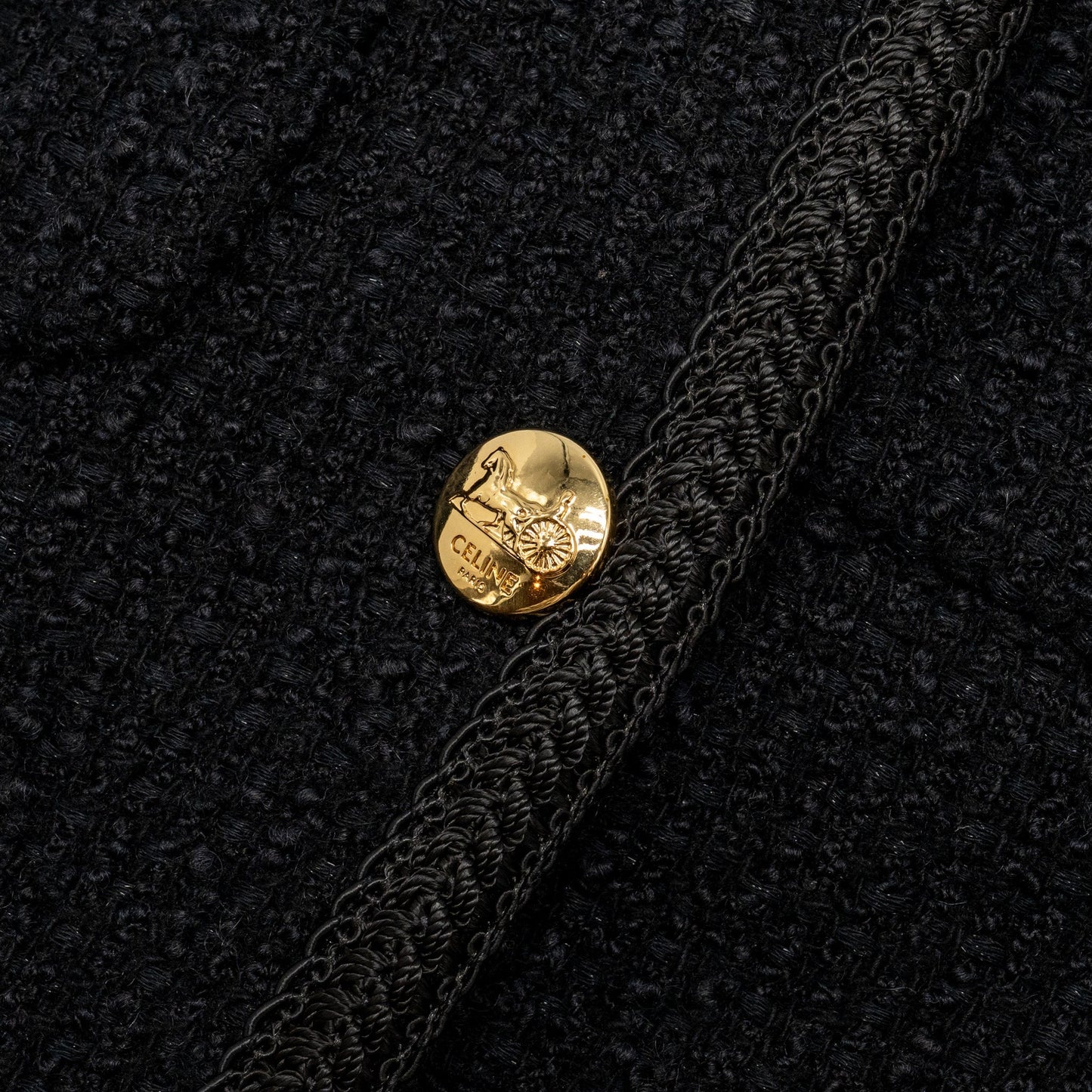 Celine Size 40 Chasseur Jacket Tweed Black