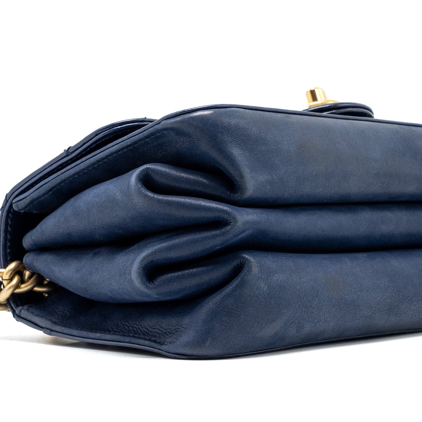 Chanel Quilted flap bag with chain handle calfskin dark blue
