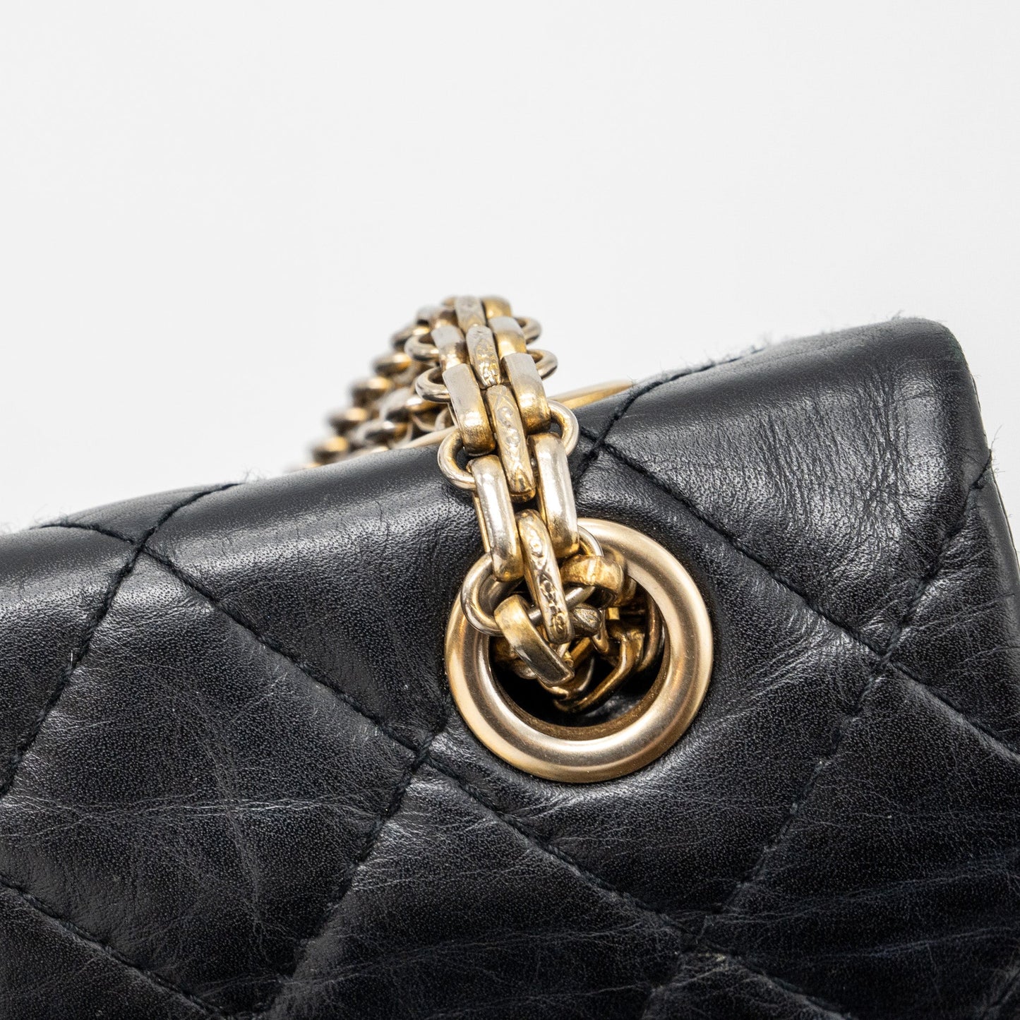 Chanel large 2.55 reissue flap bag aged calfskin black L