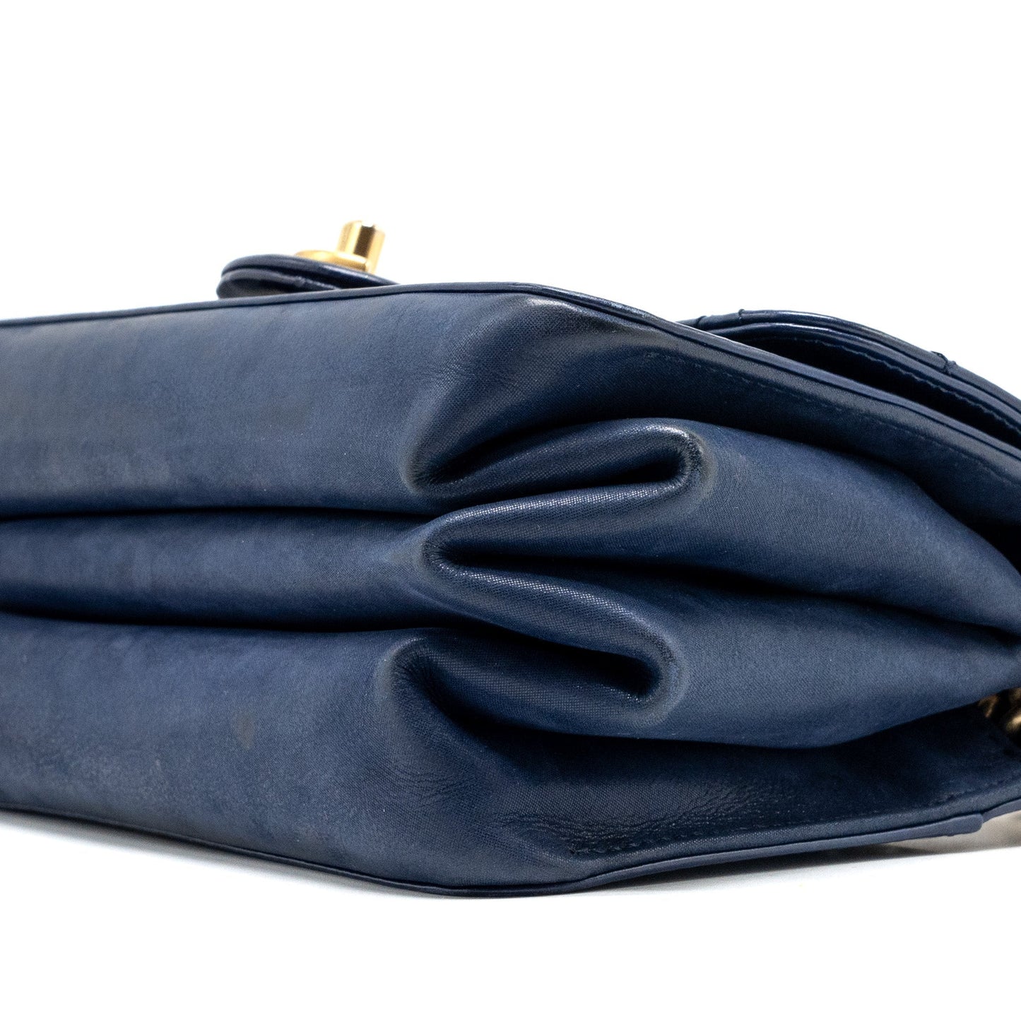 Chanel Quilted flap bag with chain handle calfskin dark blue