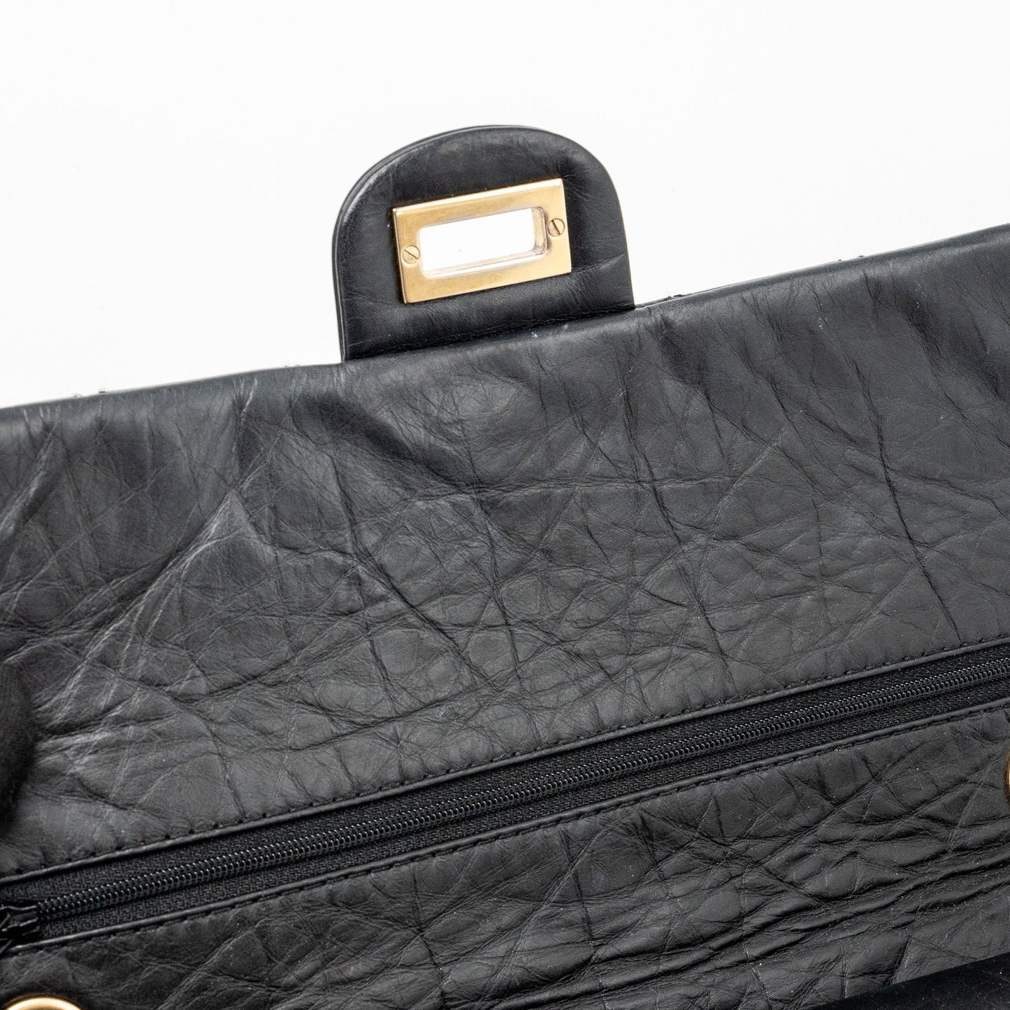 Chanel large 2.55 reissue flap bag aged calfskin black L
