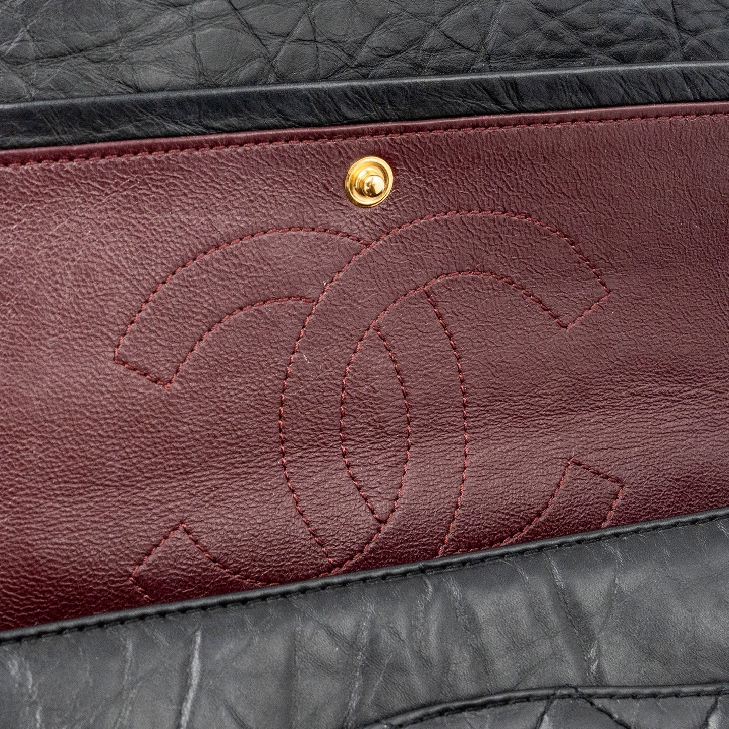 Chanel large 2.55 reissue flap bag aged calfskin black L