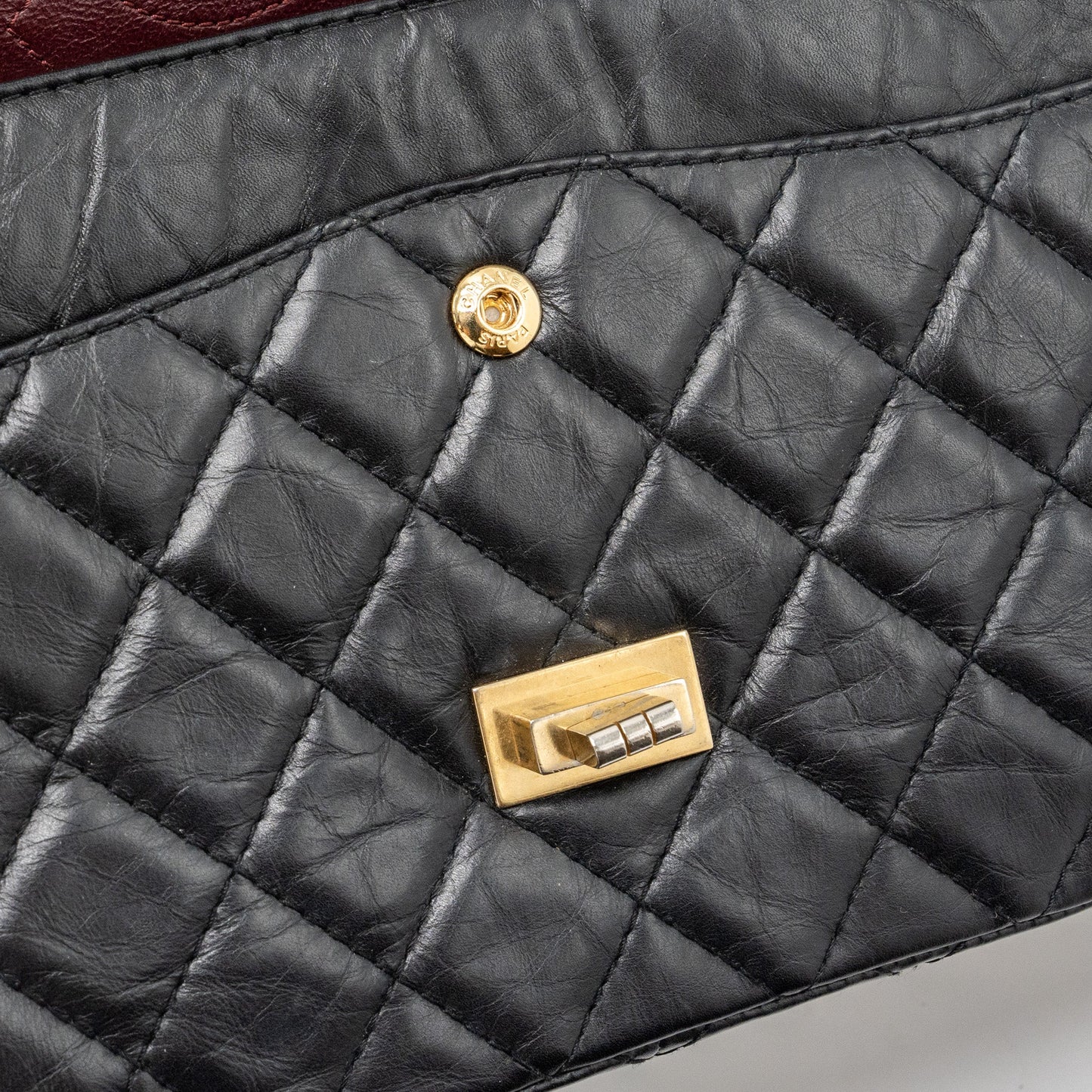 Chanel large 2.55 reissue flap bag aged calfskin black L