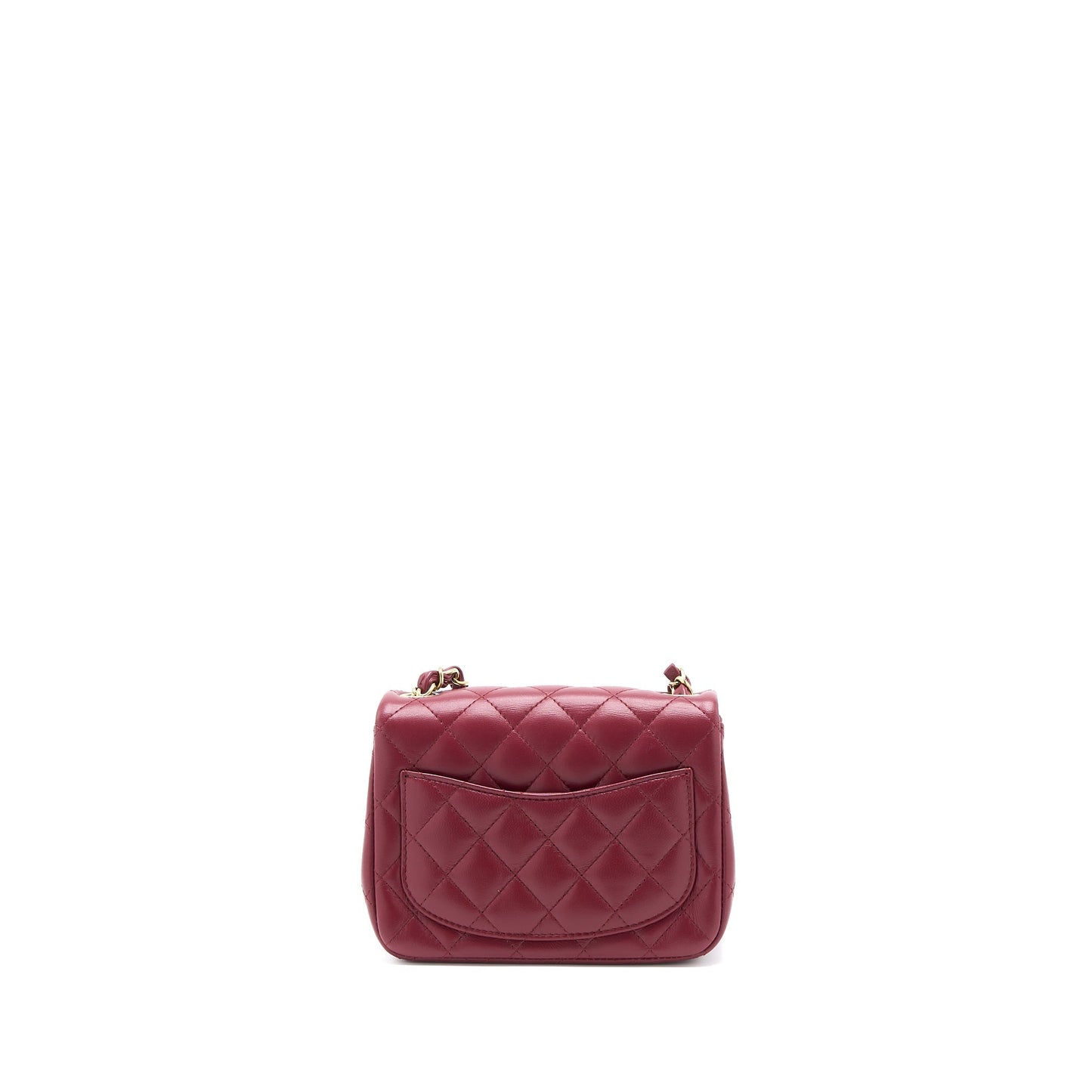 Chanel 22A Mini Square Flap Bag Lambskin Burgundy L (Microchip)
