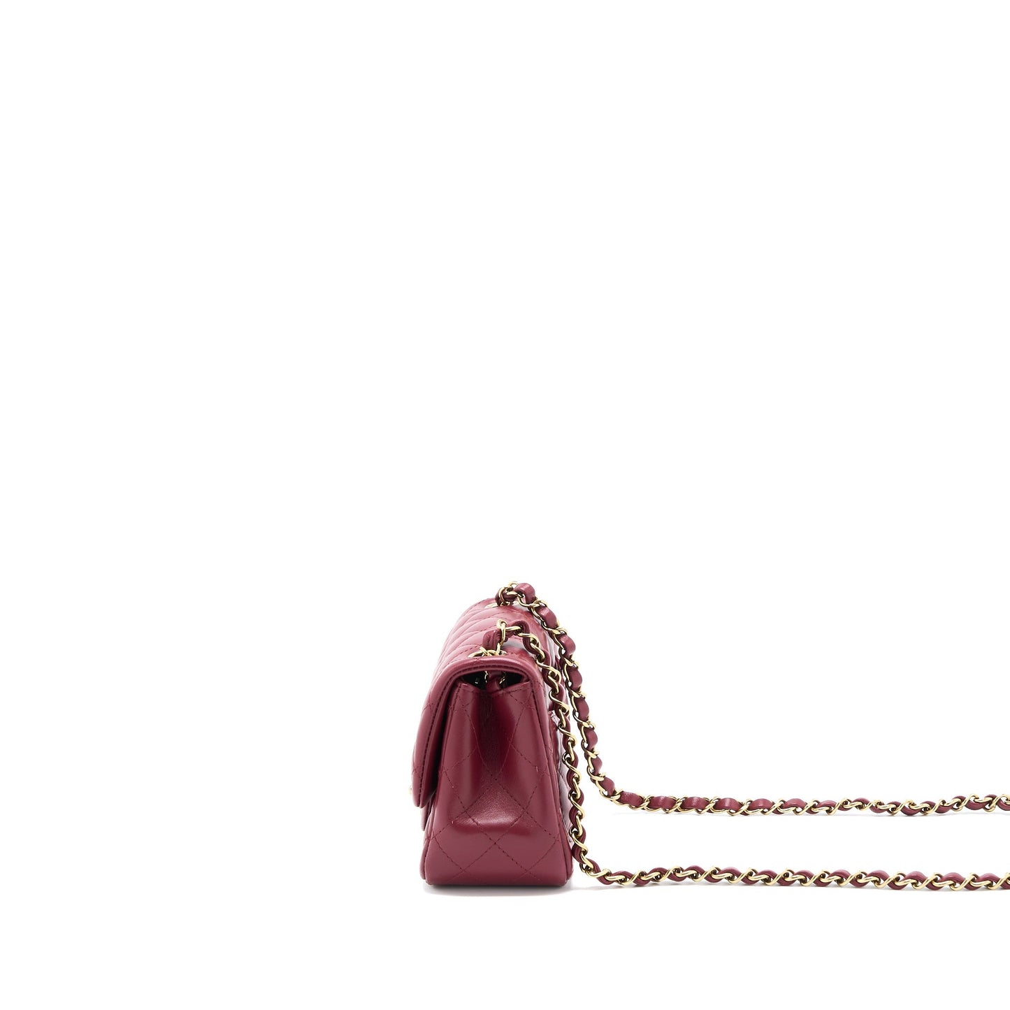 Chanel 22A Mini Square Flap Bag Lambskin Burgundy L (Microchip)