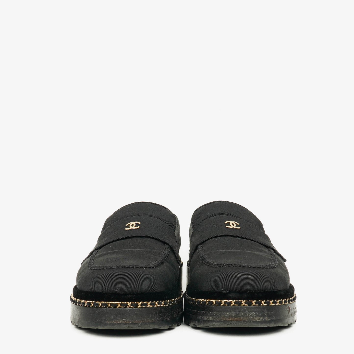 Chanel CC Velvet Platform Mocassins Loafers