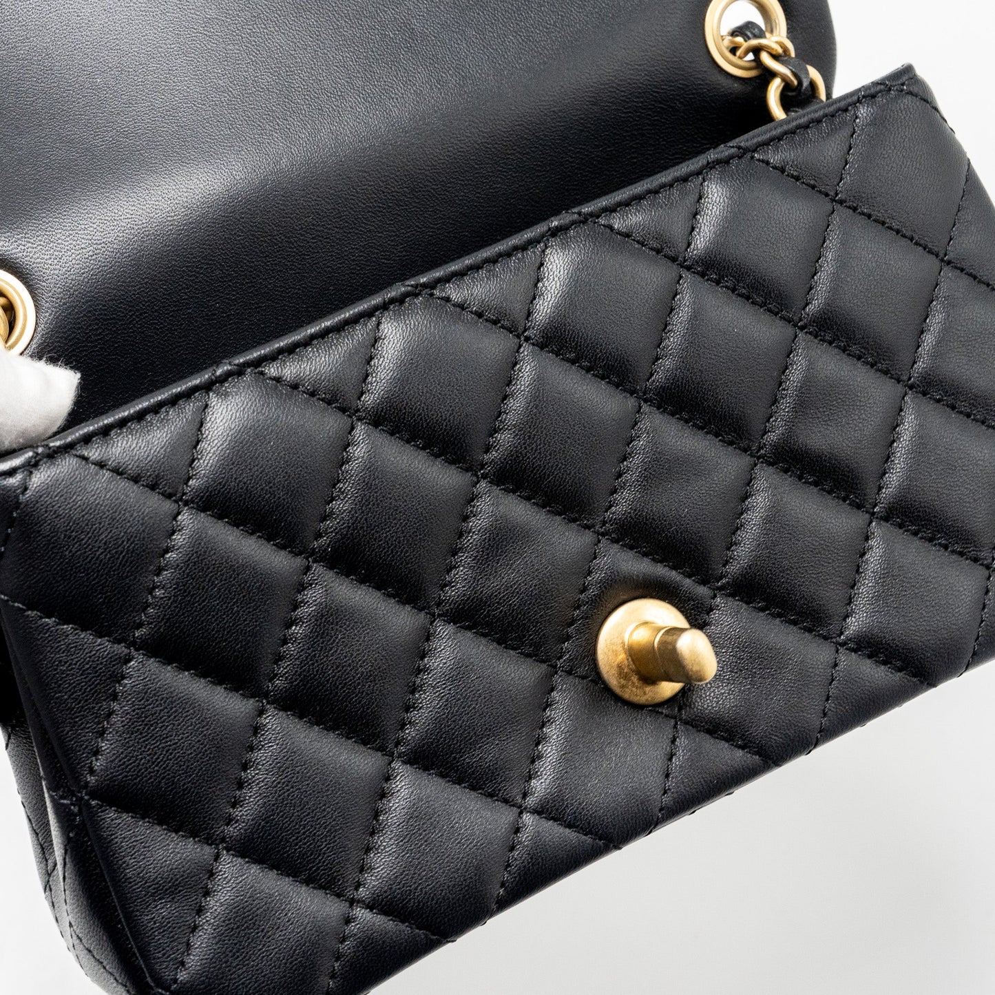 Chanel Pearl Crush Mini Rectangular Flap Bag Lambskin Black  (microchip)