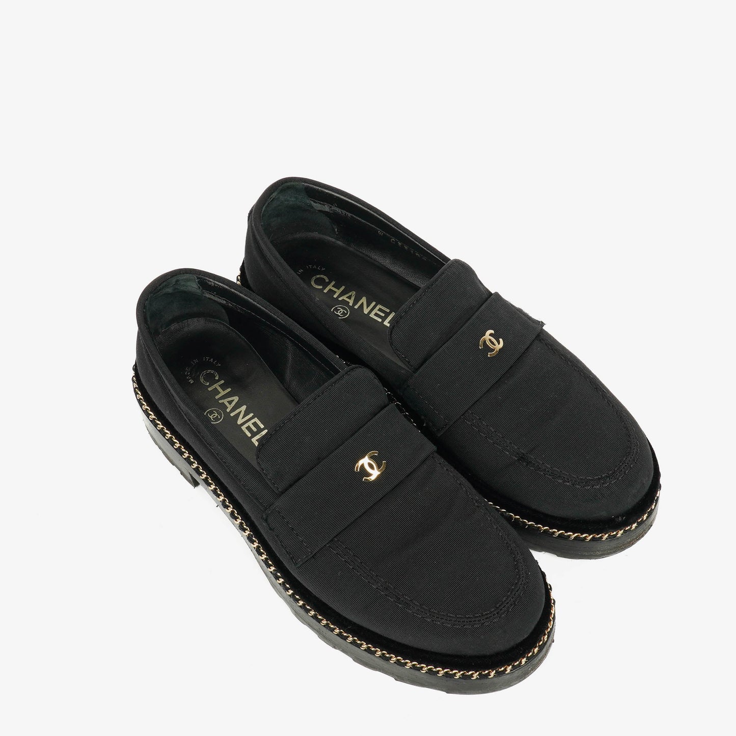 Chanel CC Velvet Platform Mocassins Loafers
