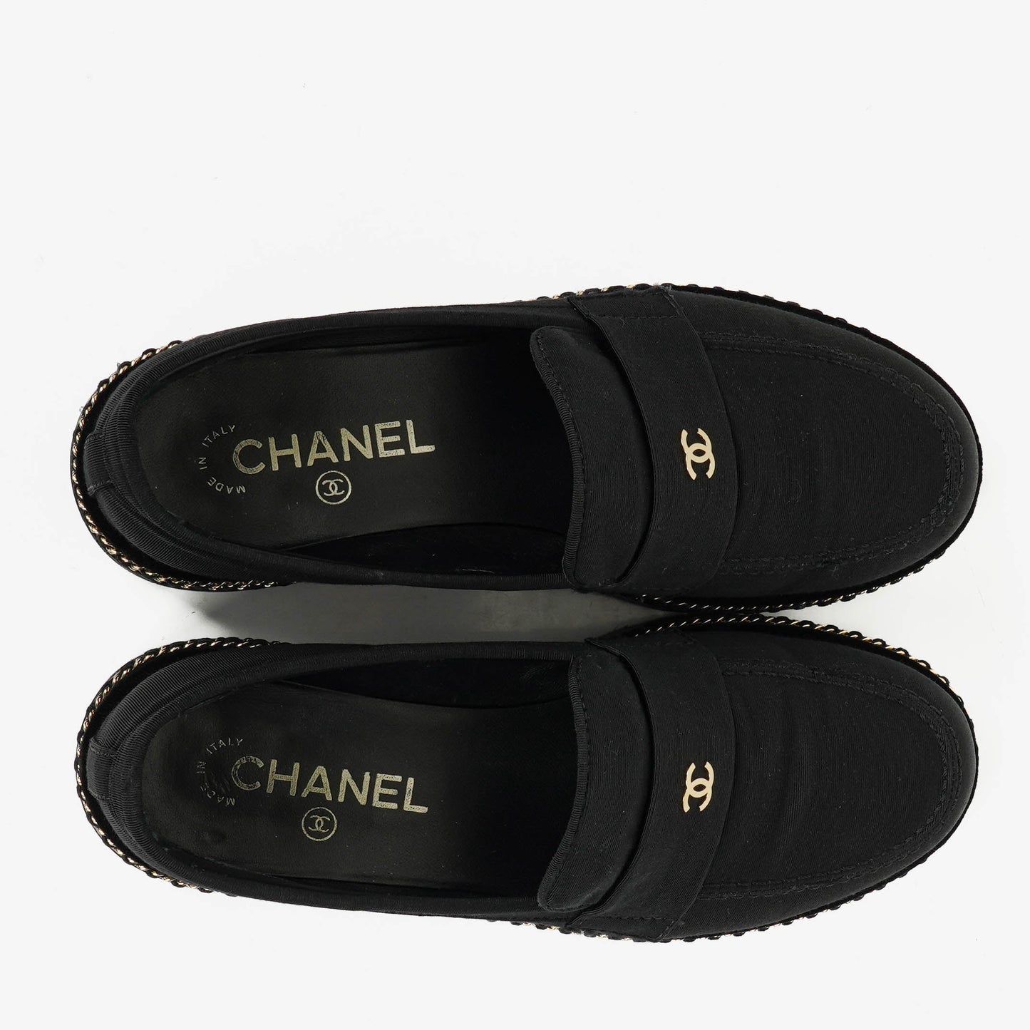 Chanel CC Velvet Platform Mocassins Loafers