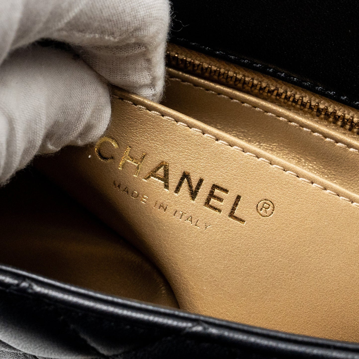 Chanel Pearl Crush Mini Rectangular Flap Bag Lambskin Black  (microchip)