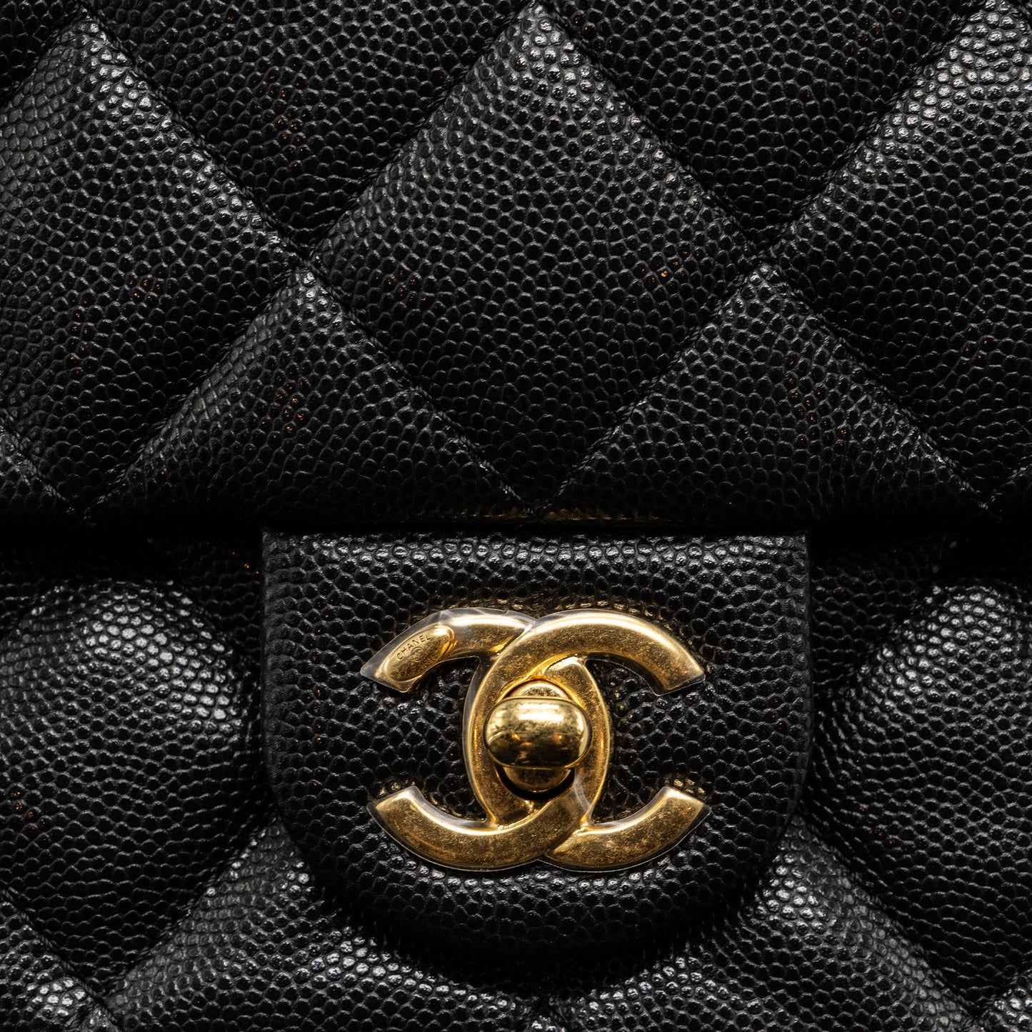Chanel Quilted Flap Bag with Double and CC Logo Chain Caviar Black  (Microchip)