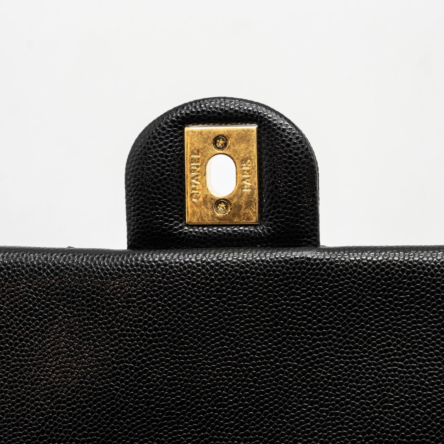 Chanel Quilted Flap Bag with Double and CC Logo Chain Caviar Black  (Microchip)