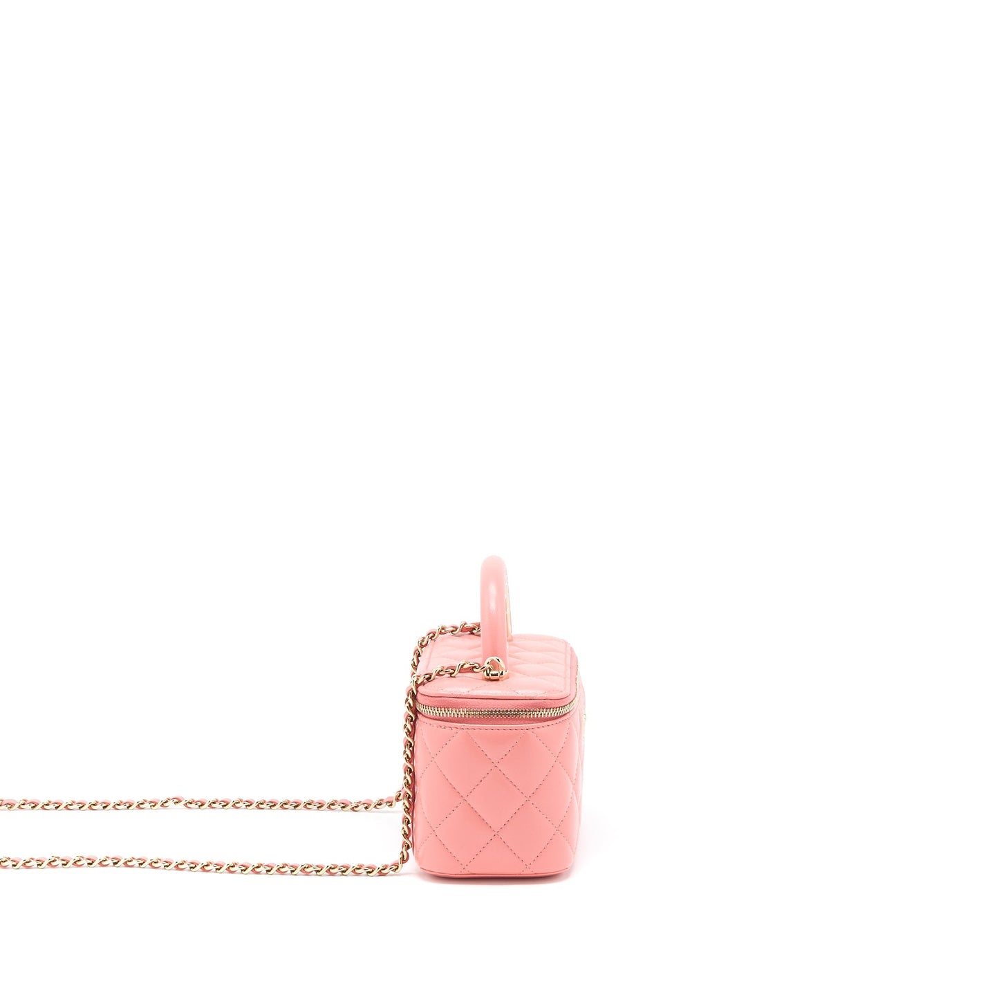 Chanel 22A Top Handle Long Vanity Case Lambskin Pink L (Microchip)
