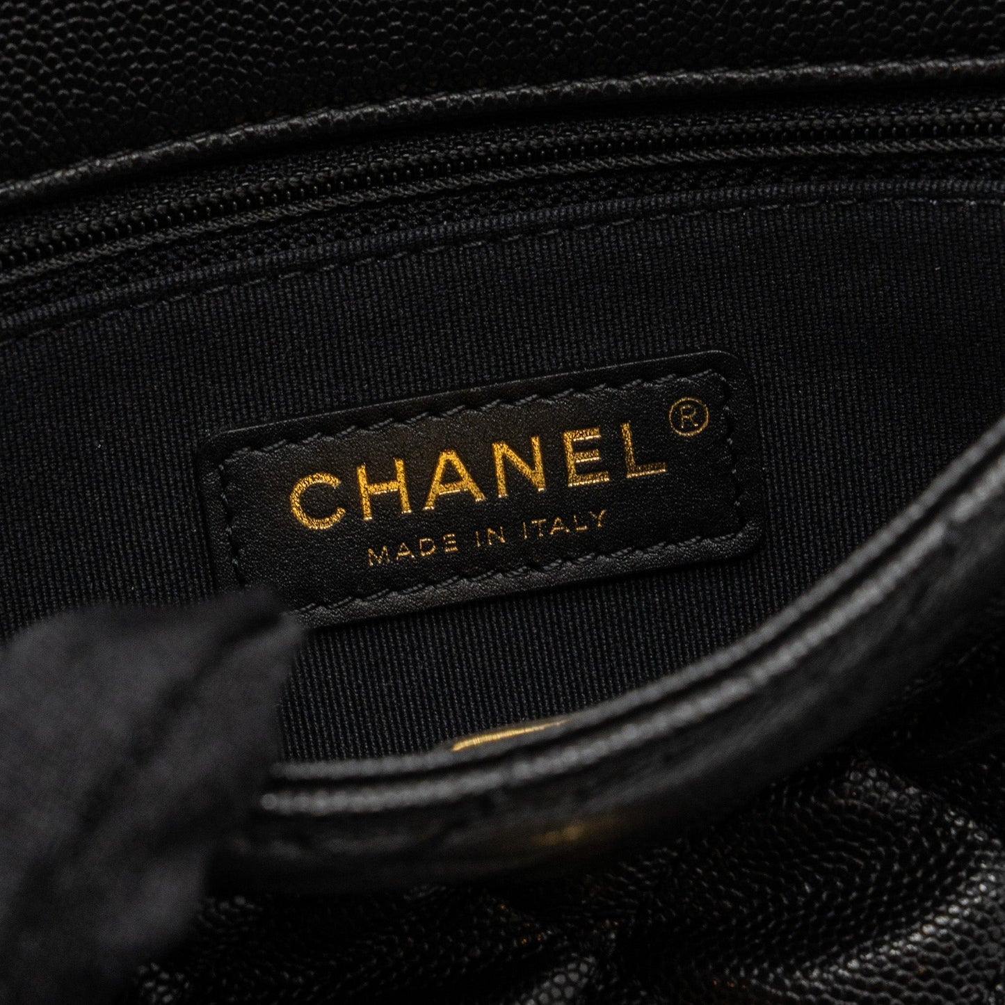 Chanel Quilted Flap Bag with Double and CC Logo Chain Caviar Black  (Microchip)