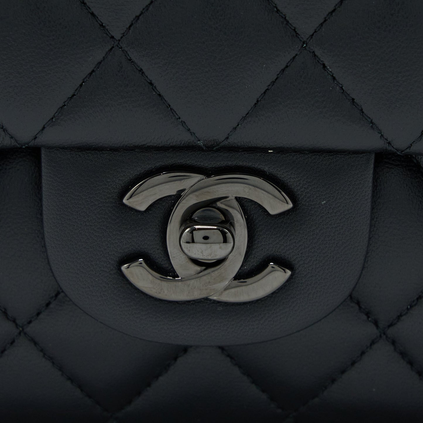 Chanel Medium Classic Double Flap Bag Lambskin So Black with Black Hardware (Microchip)