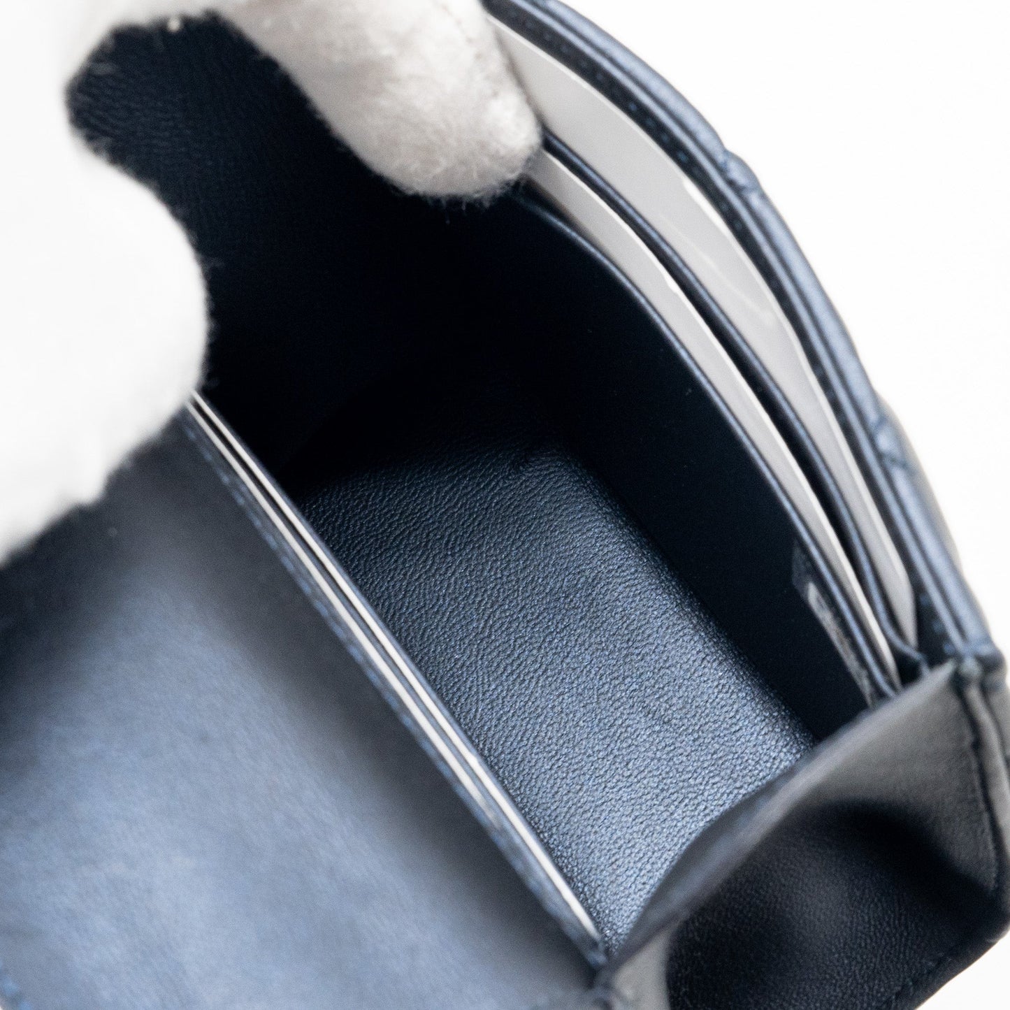 Chanel Top Handle Mini Flap Bag Lambskin Metallic Blue L (Microchip)