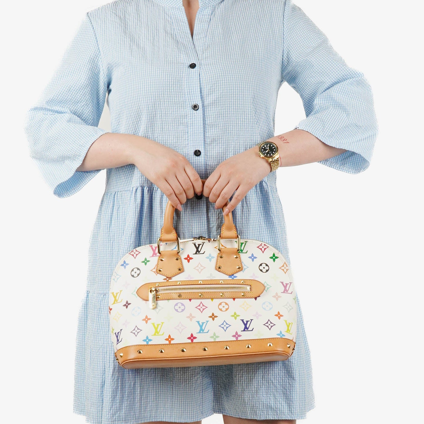 Louis Vuitton x Takashi Murakami Alma PM White Monogram Multicolor Bag