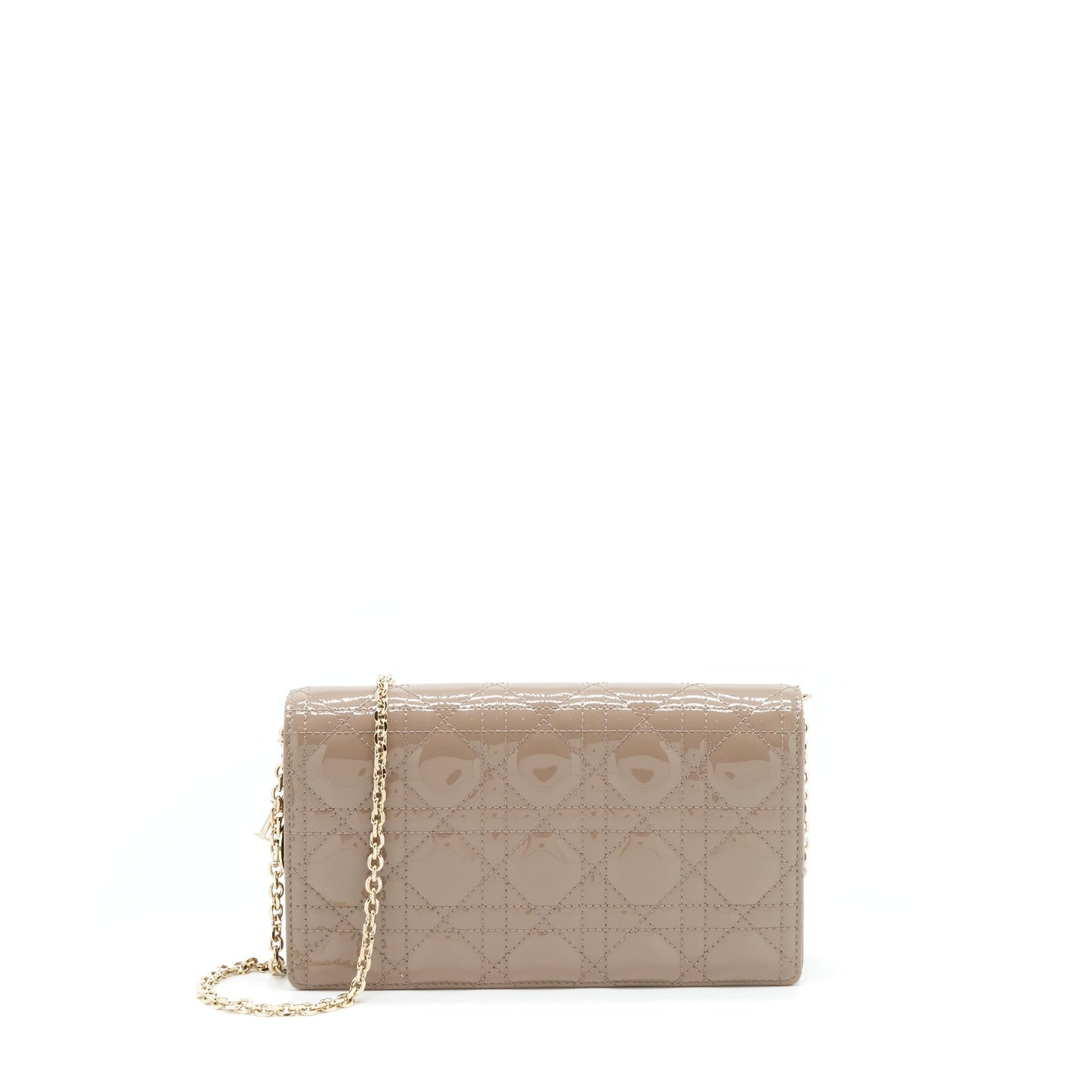 Dior Lady Dior Pouch Patent Calfskin Warm Taupe
