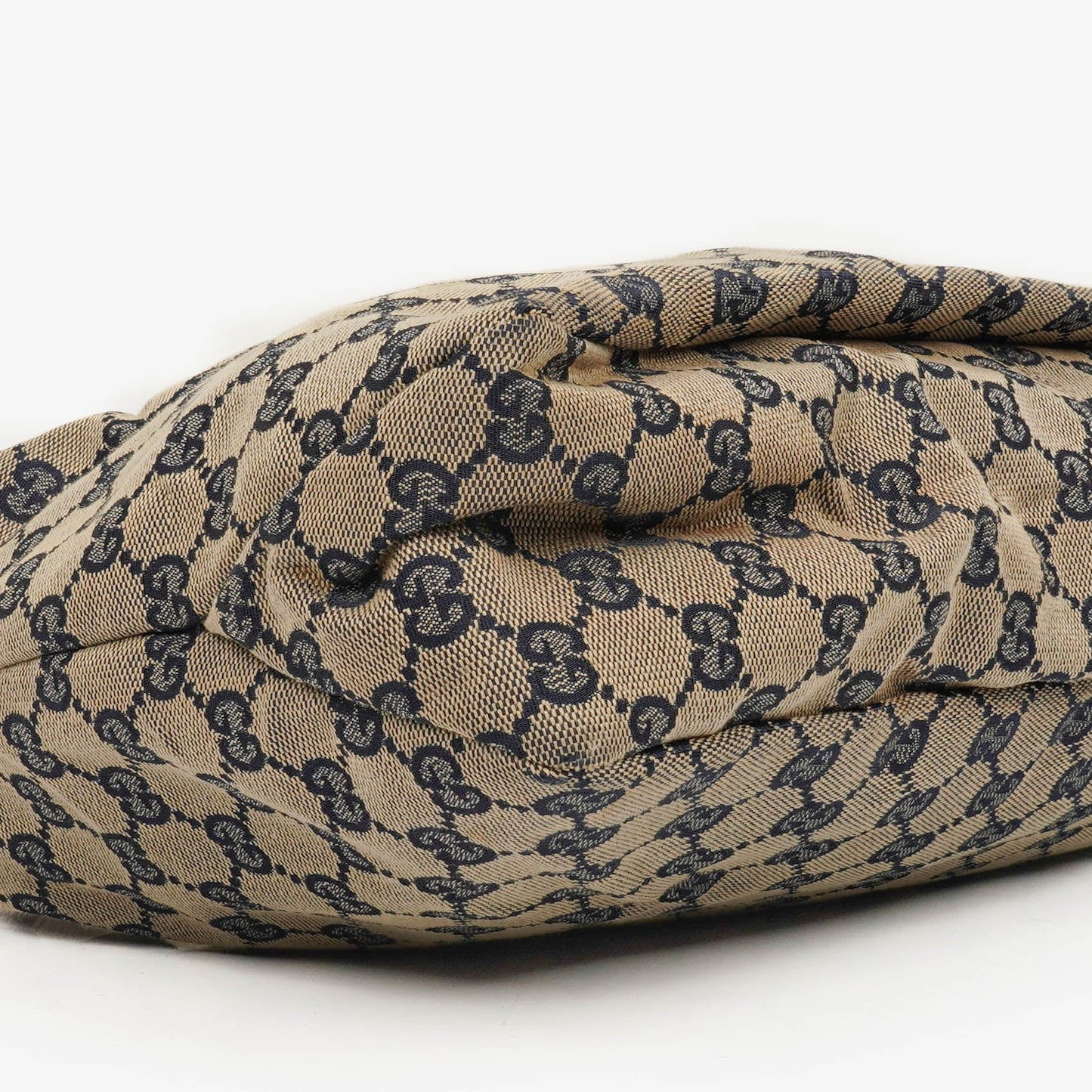 Gucci Navy Blue GG Fabric Chain Horsebit Hobo Bag