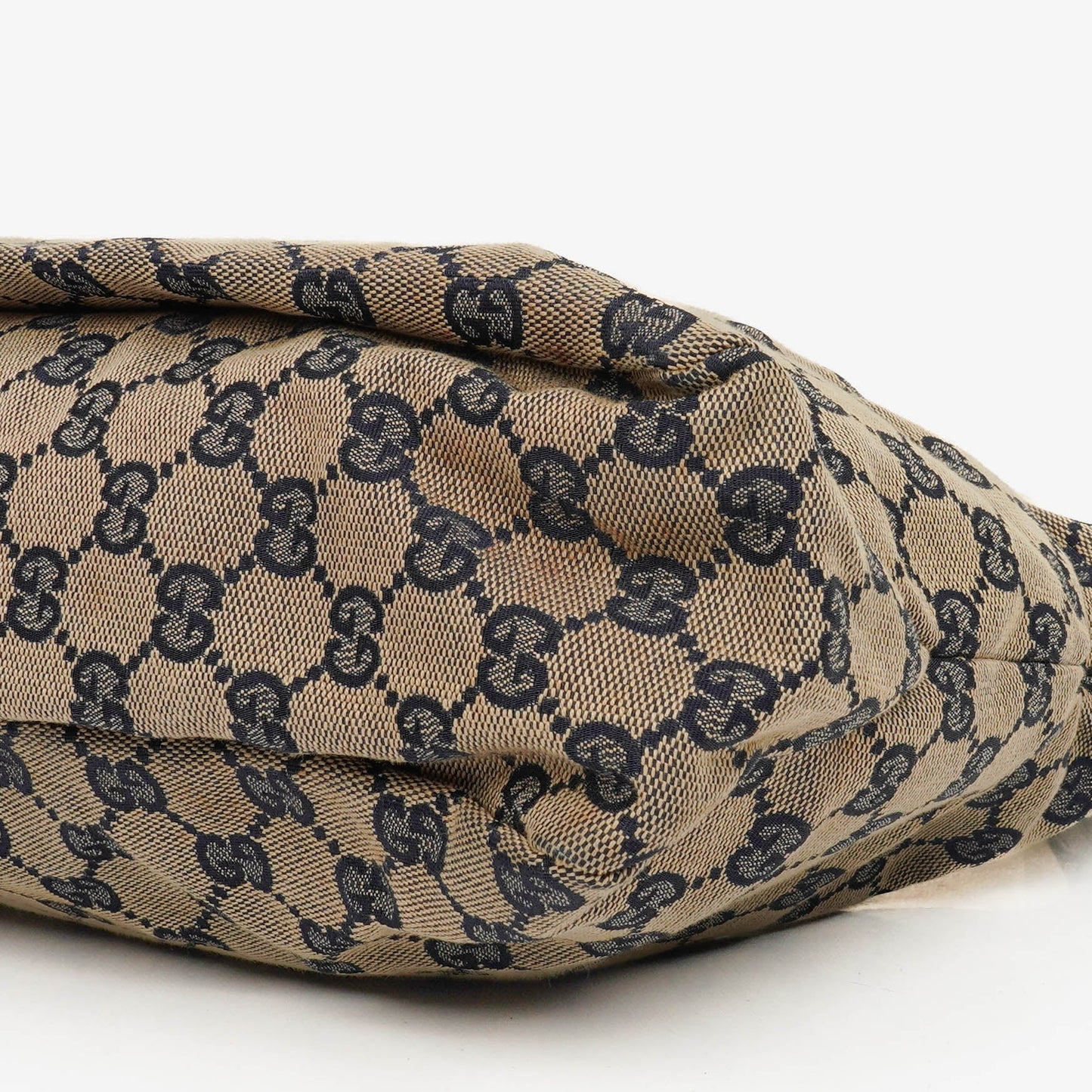 Gucci Navy Blue GG Fabric Chain Horsebit Hobo Bag