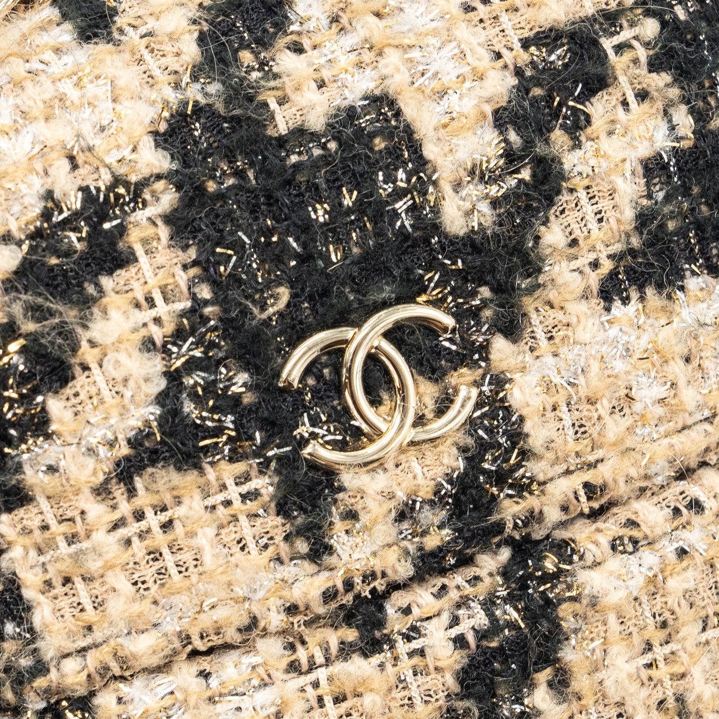 Chanel vertical phone case tweed multicolor black / light brown L