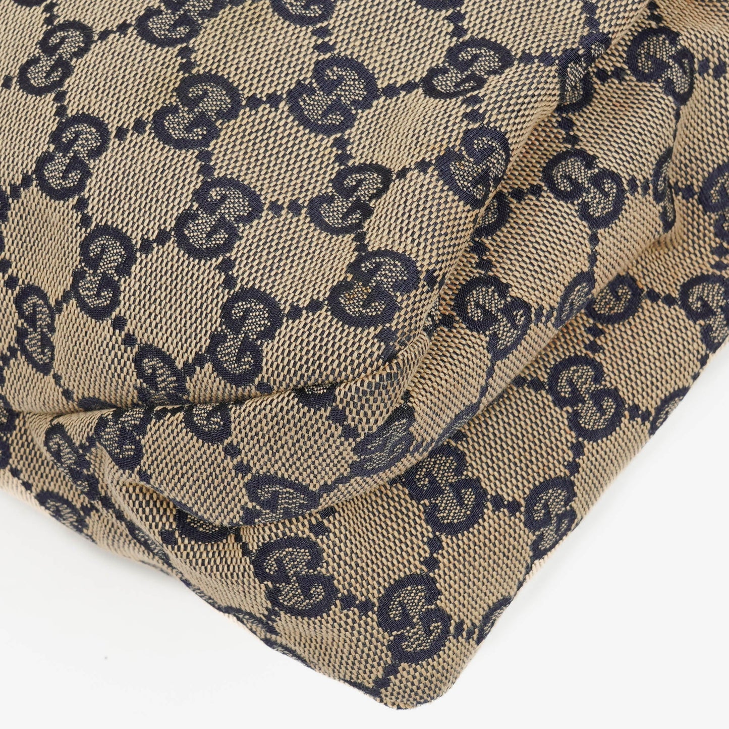 Gucci Navy Blue GG Fabric Chain Horsebit Hobo Bag