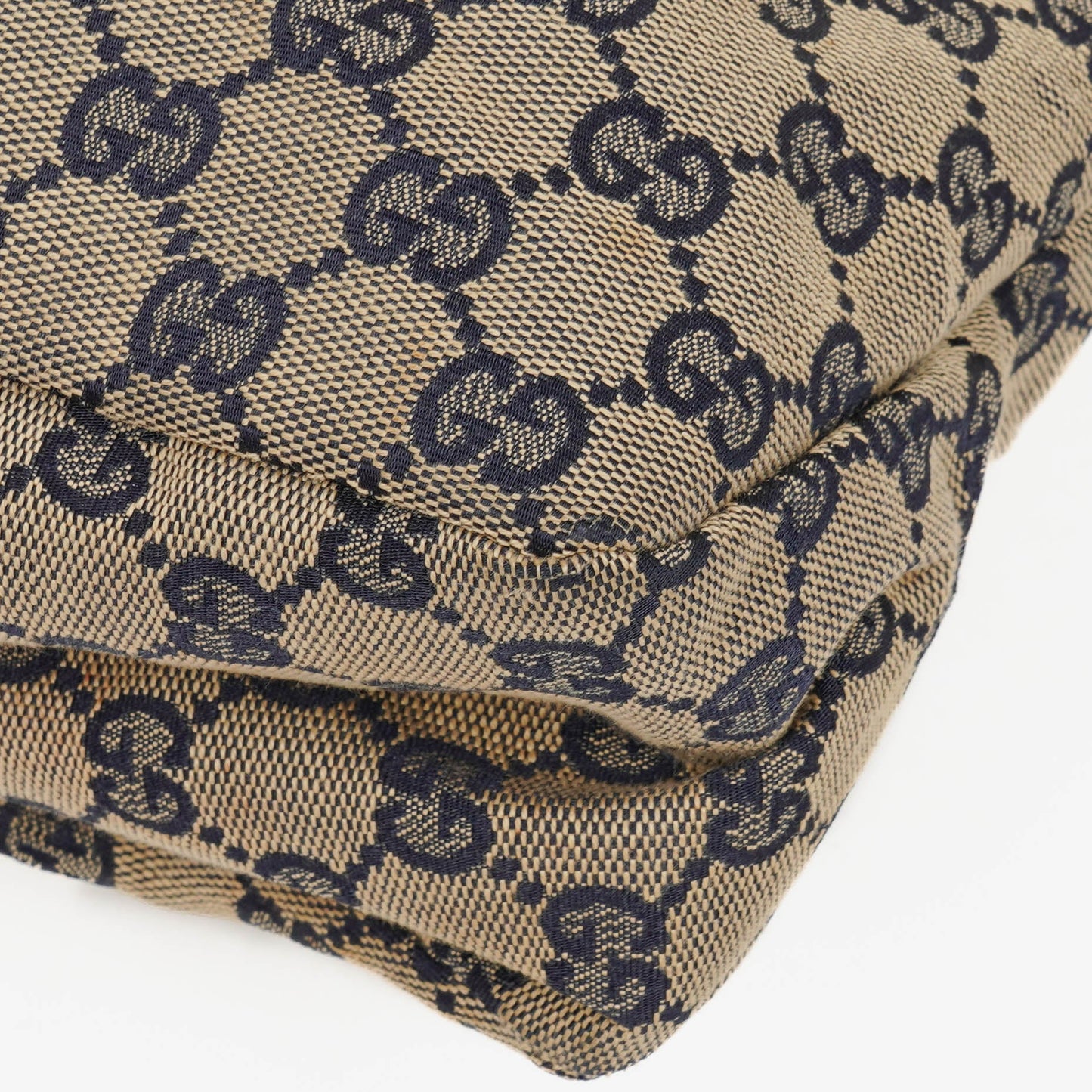 Gucci Navy Blue GG Fabric Chain Horsebit Hobo Bag
