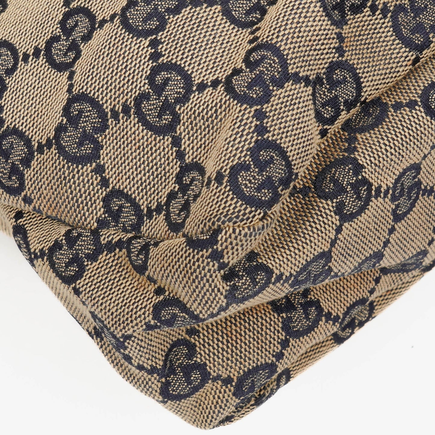 Gucci Navy Blue GG Fabric Chain Horsebit Hobo Bag