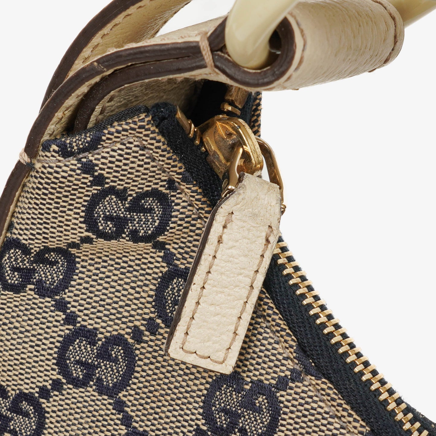 Gucci Navy Blue GG Fabric Chain Horsebit Hobo Bag