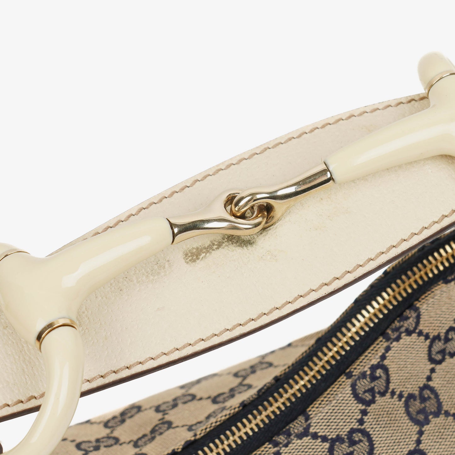 Gucci Navy Blue GG Fabric Chain Horsebit Hobo Bag
