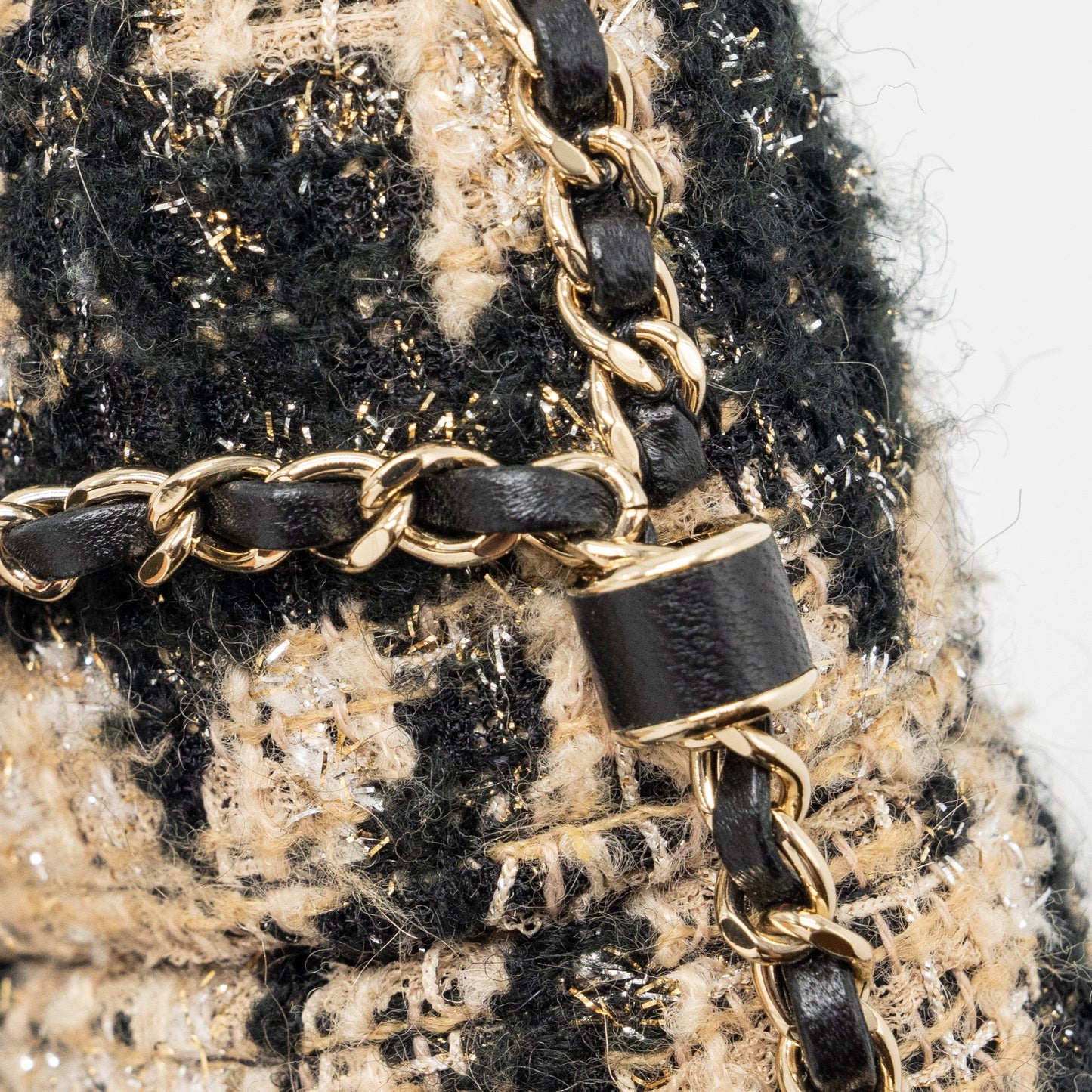 Chanel vertical phone case tweed multicolor black / light brown L
