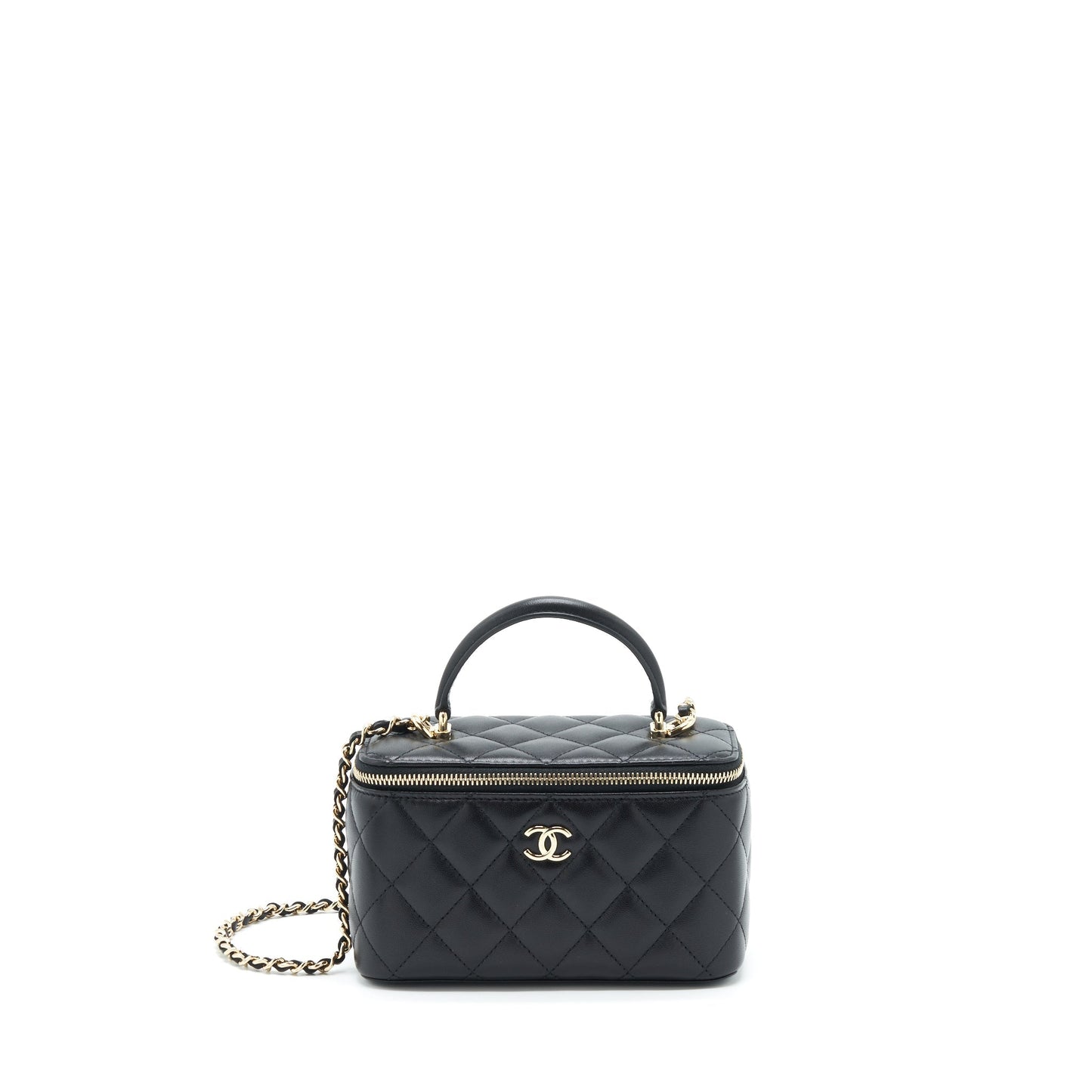Chanel Top Handle Long Vanity Lambskin Black L