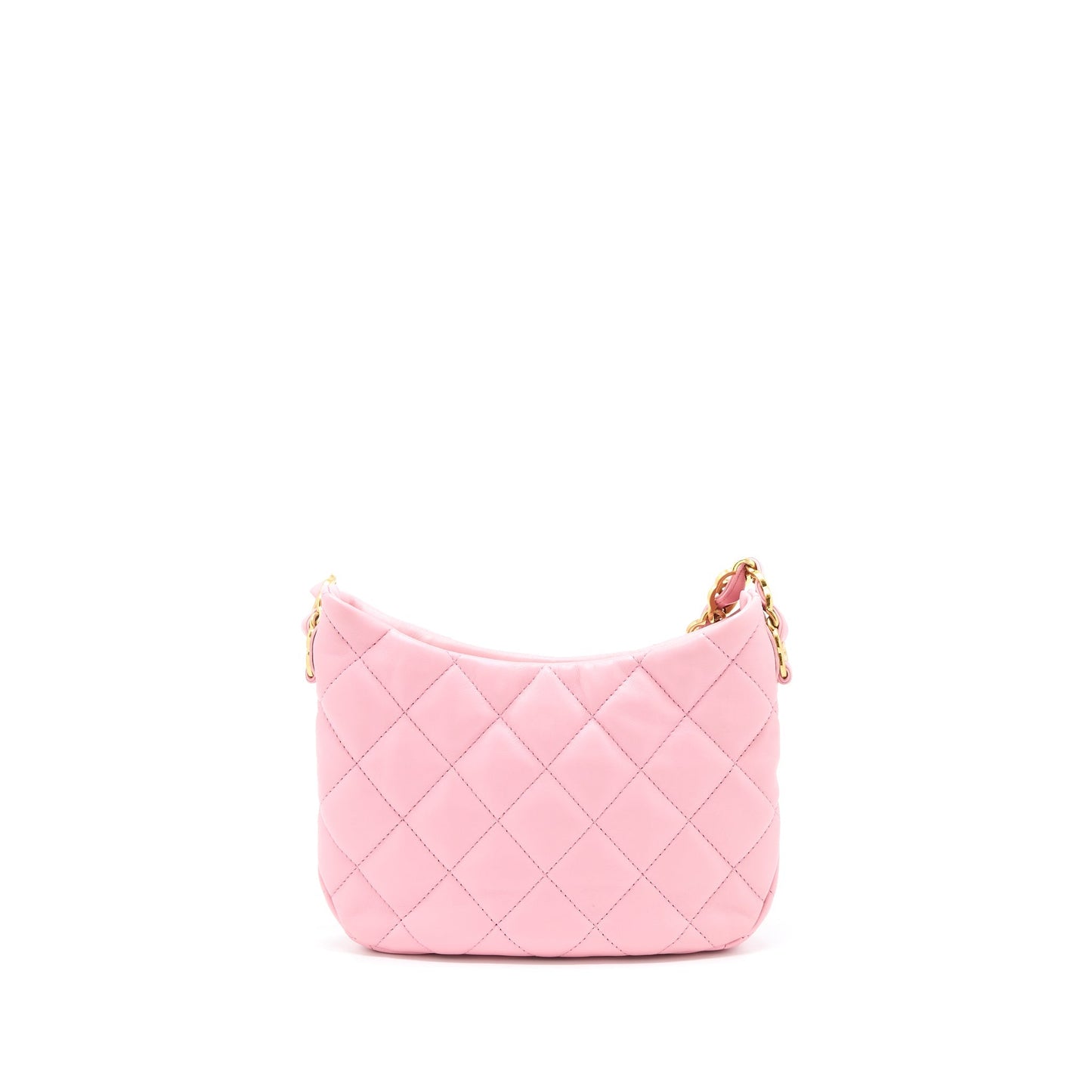 Chanel 22K Hobo Bag Logo Chain Lambskin Pink  (Microchip)