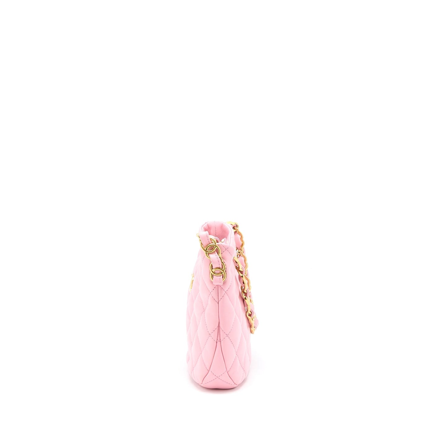 Chanel 22K Hobo Bag Logo Chain Lambskin Pink  (Microchip)