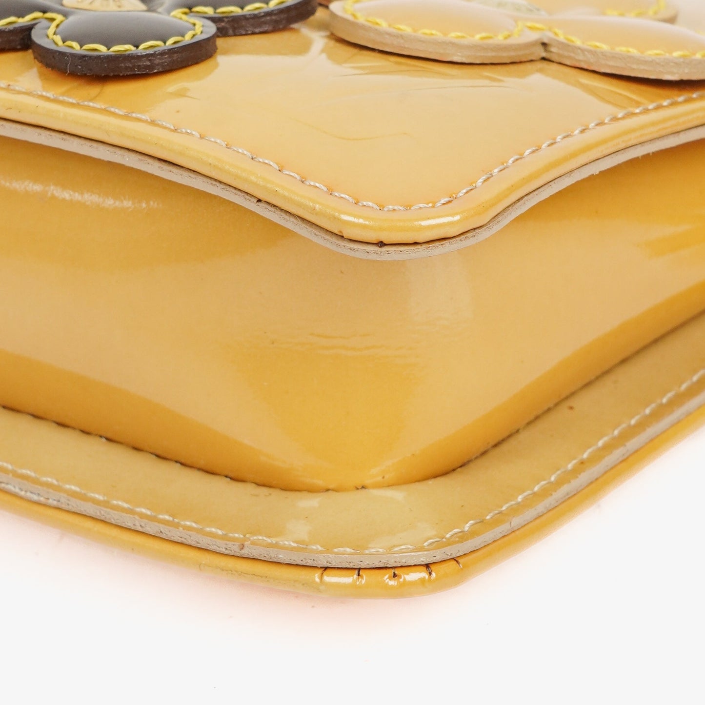 Louis Vuitton Lexington Flowers Yellow Vernis Leather Clutch Handbag