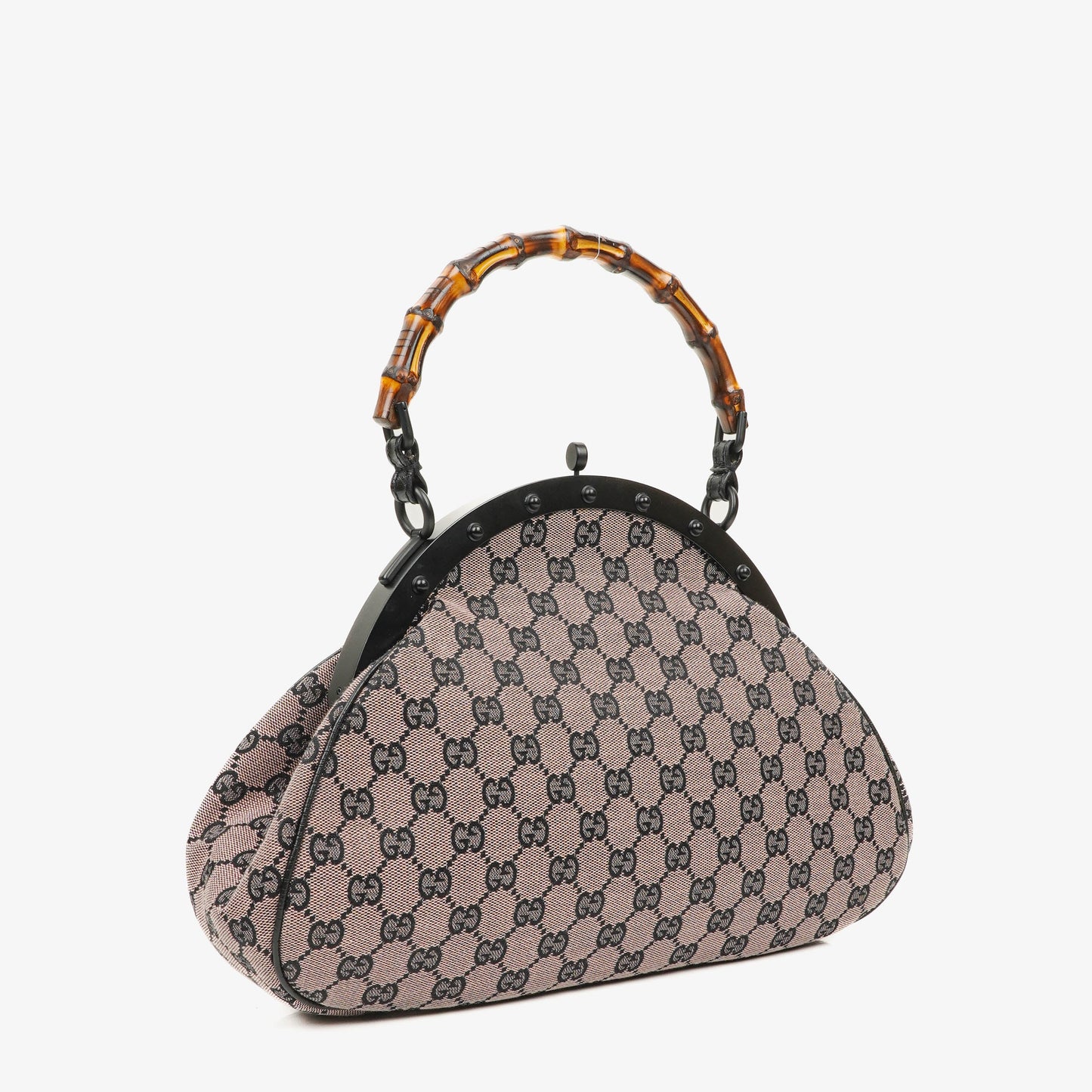 Gucci Bambbo Top Handle Frame GG Canvas Bag