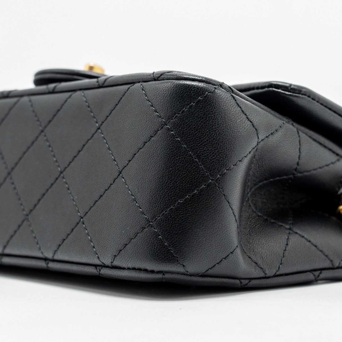 Chanel Pearl Crush Mini Rectangular Flap Bag Lambskin Black  (microchip)