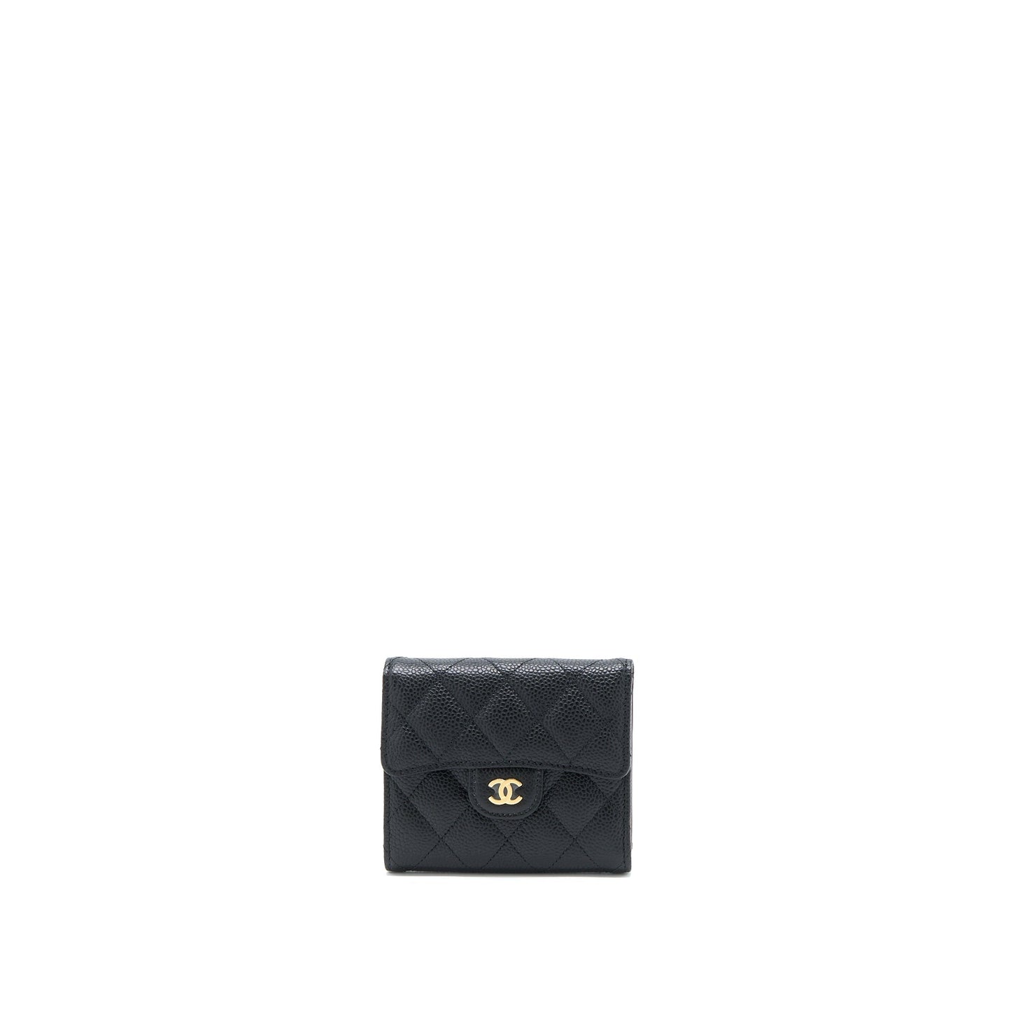 Chanel Small Classic Compact Wallet Caviar Black  (Microchip)