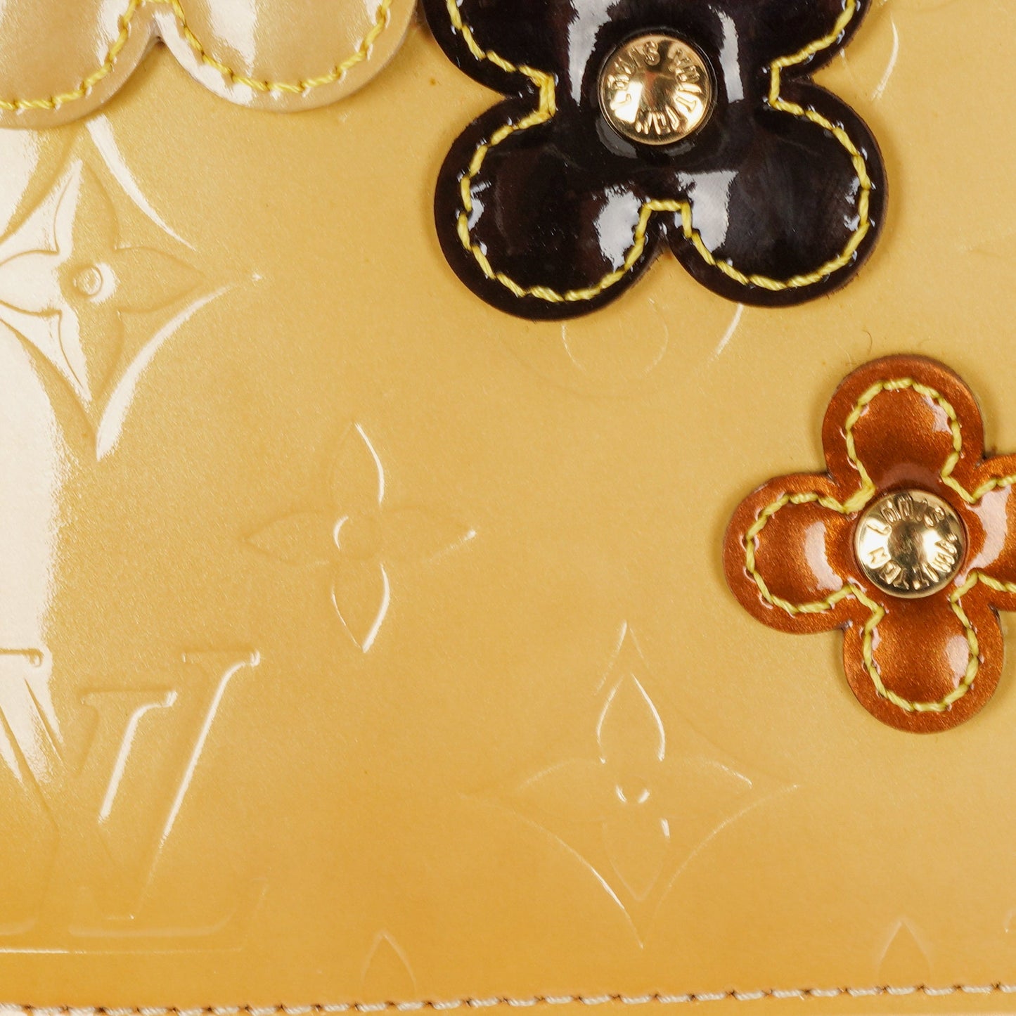 Louis Vuitton Lexington Flowers Yellow Vernis Leather Clutch Handbag