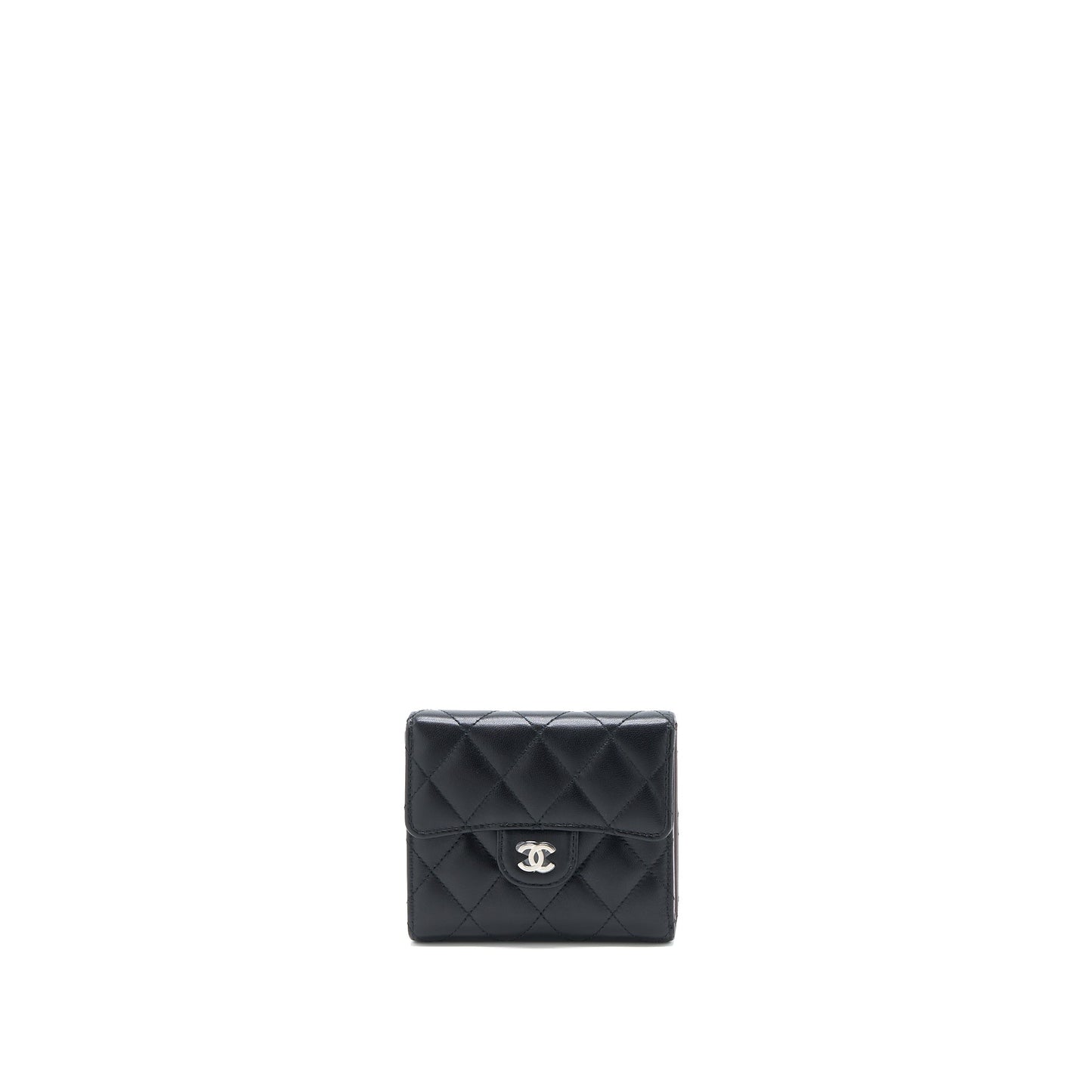 Chanel Small Classic Compact Wallet Lambskin Black