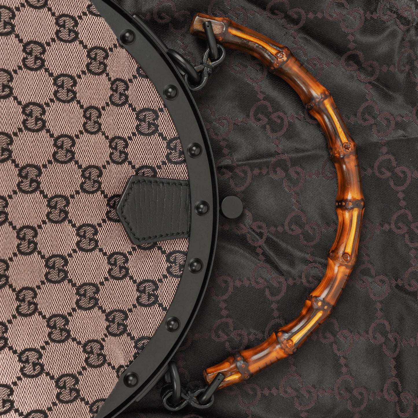 Gucci Bambbo Top Handle Frame GG Canvas Bag