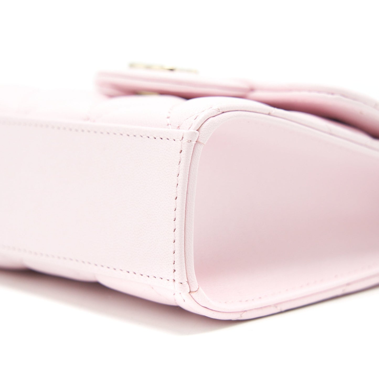 Chanel 22P Top Handle Mini Flap Bag With Chain Lambskin Pink L