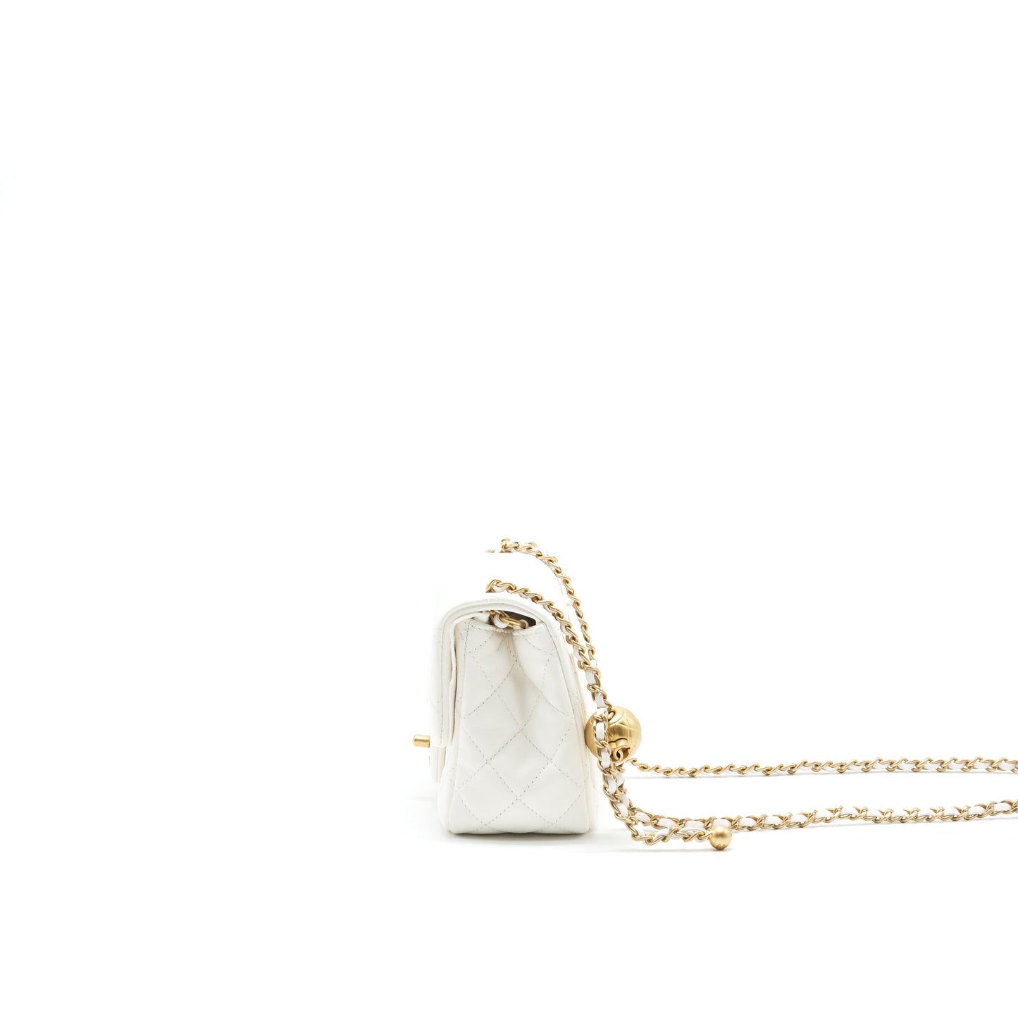 Chanel 21B Pearl Crush Square mini flap Bag Lambskin White