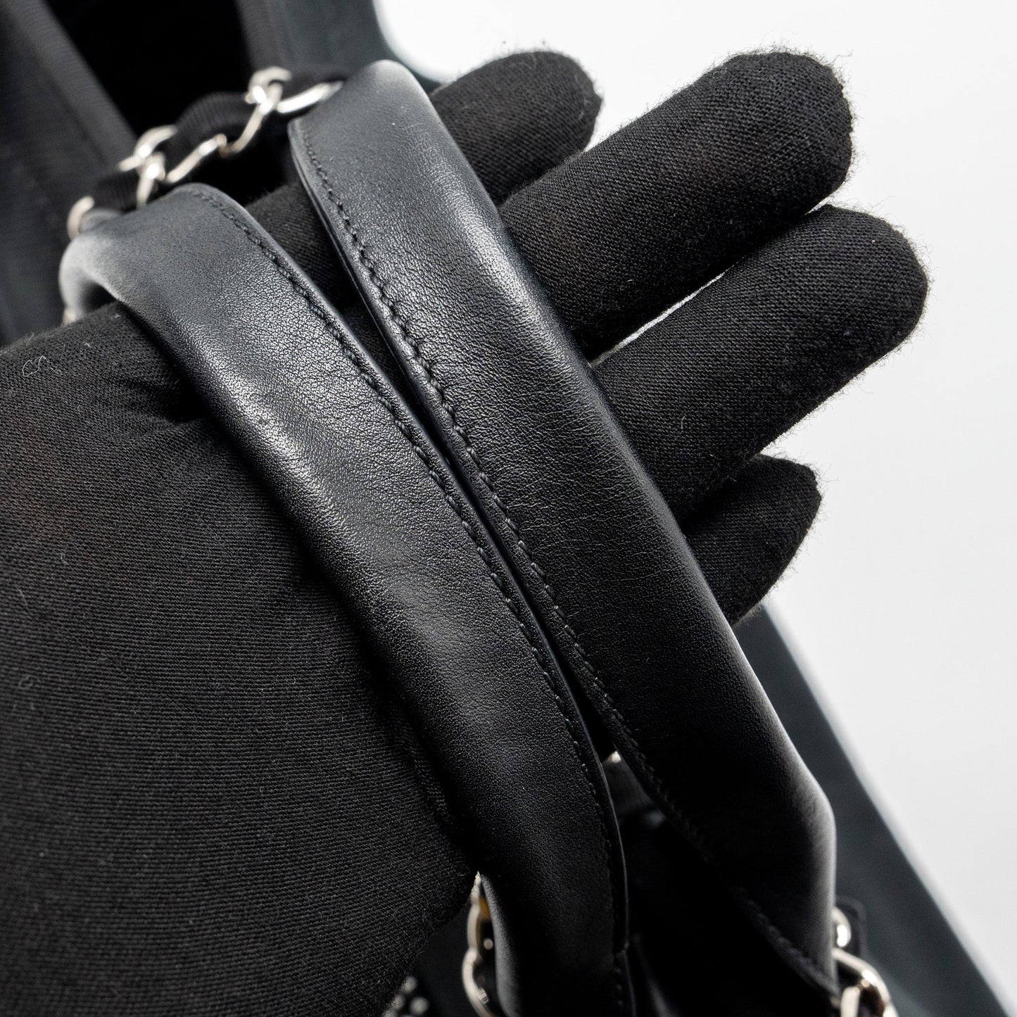 Chanel Large Deauville Black-Studded Tote Bag Canvas/Leather Black