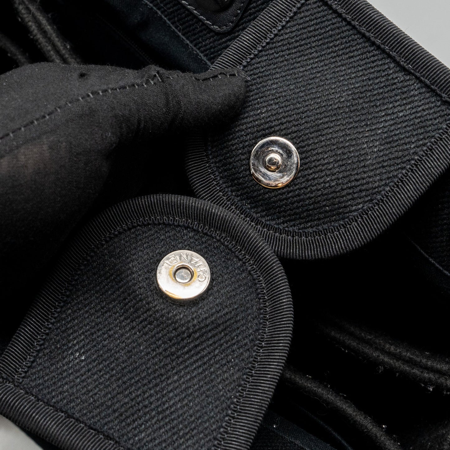 Chanel Large Deauville Black-Studded Tote Bag Canvas/Leather Black