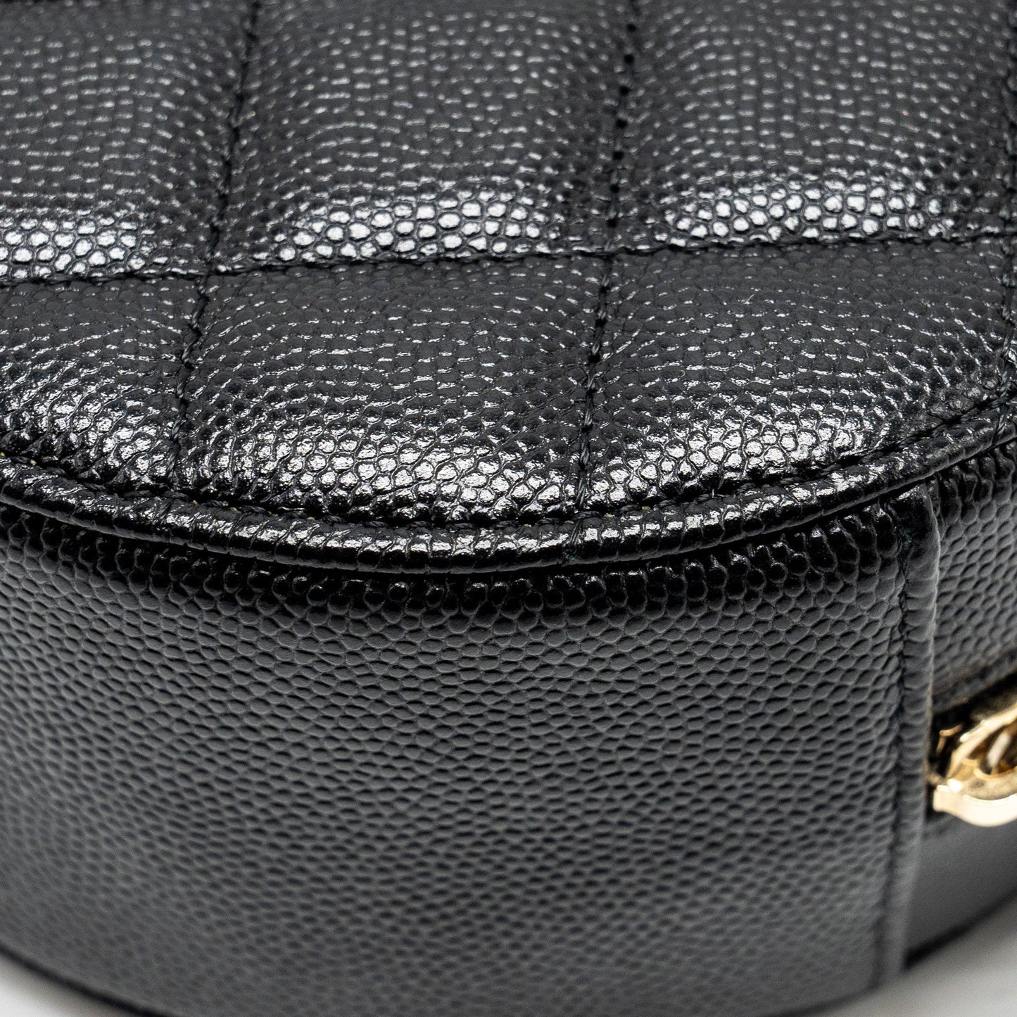 Chanel Round Clutch with Chain Caviar Black L