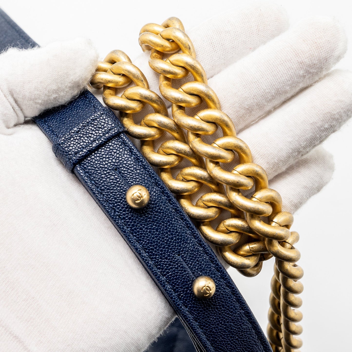 Chanel Medium boy bag caviar navy