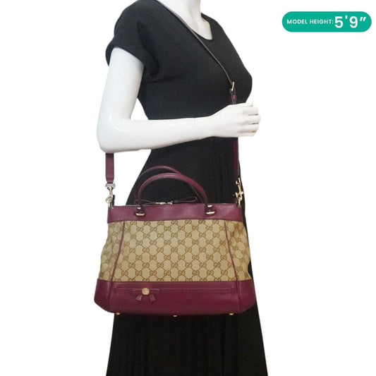 GUCCI Mayfair GG Canvas Tote Crossbody Bag Maroon 269894