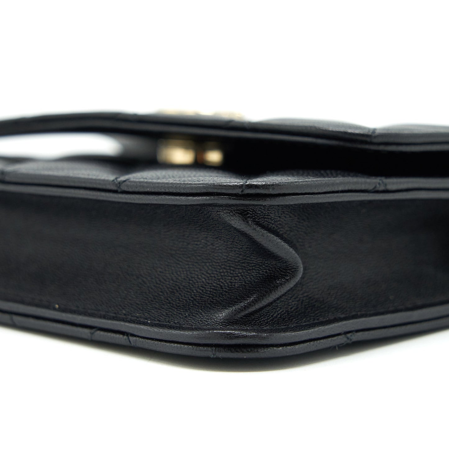 Chanel Mini Flap Card Holder Ribbon Chain Lambskin Black L
