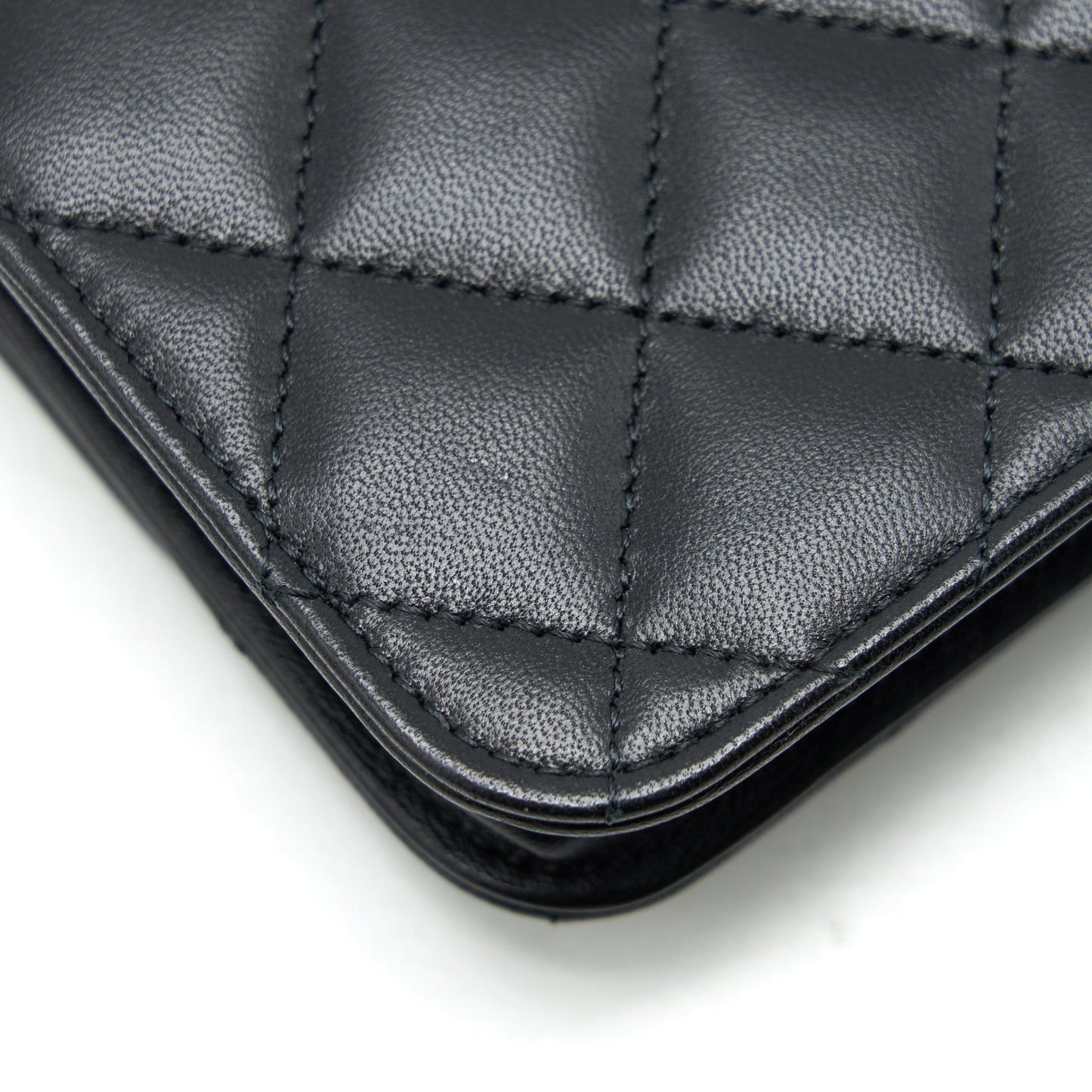 Chanel Mini Flap Card Holder Ribbon Chain Lambskin Black L